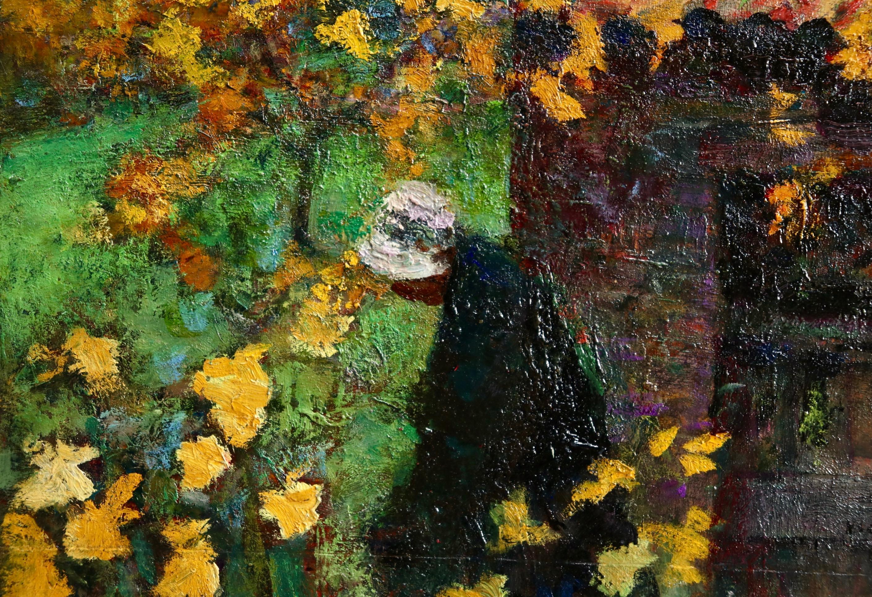 L'automne - Impressionist Oil, Figure in Autumn Landscape by Victor Charreton 2