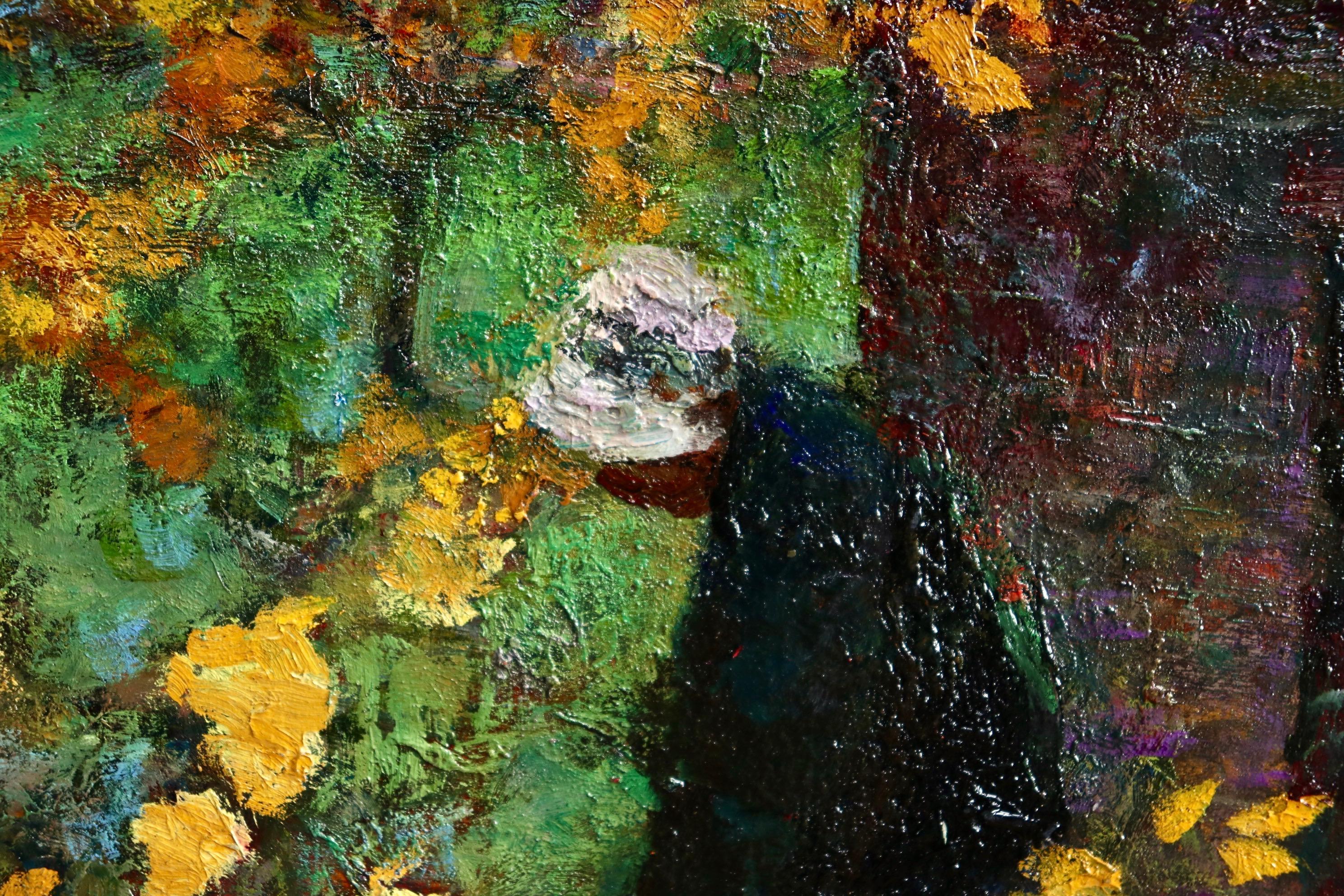 L'automne - Impressionist Oil, Figure in Autumn Landscape by Victor Charreton 3