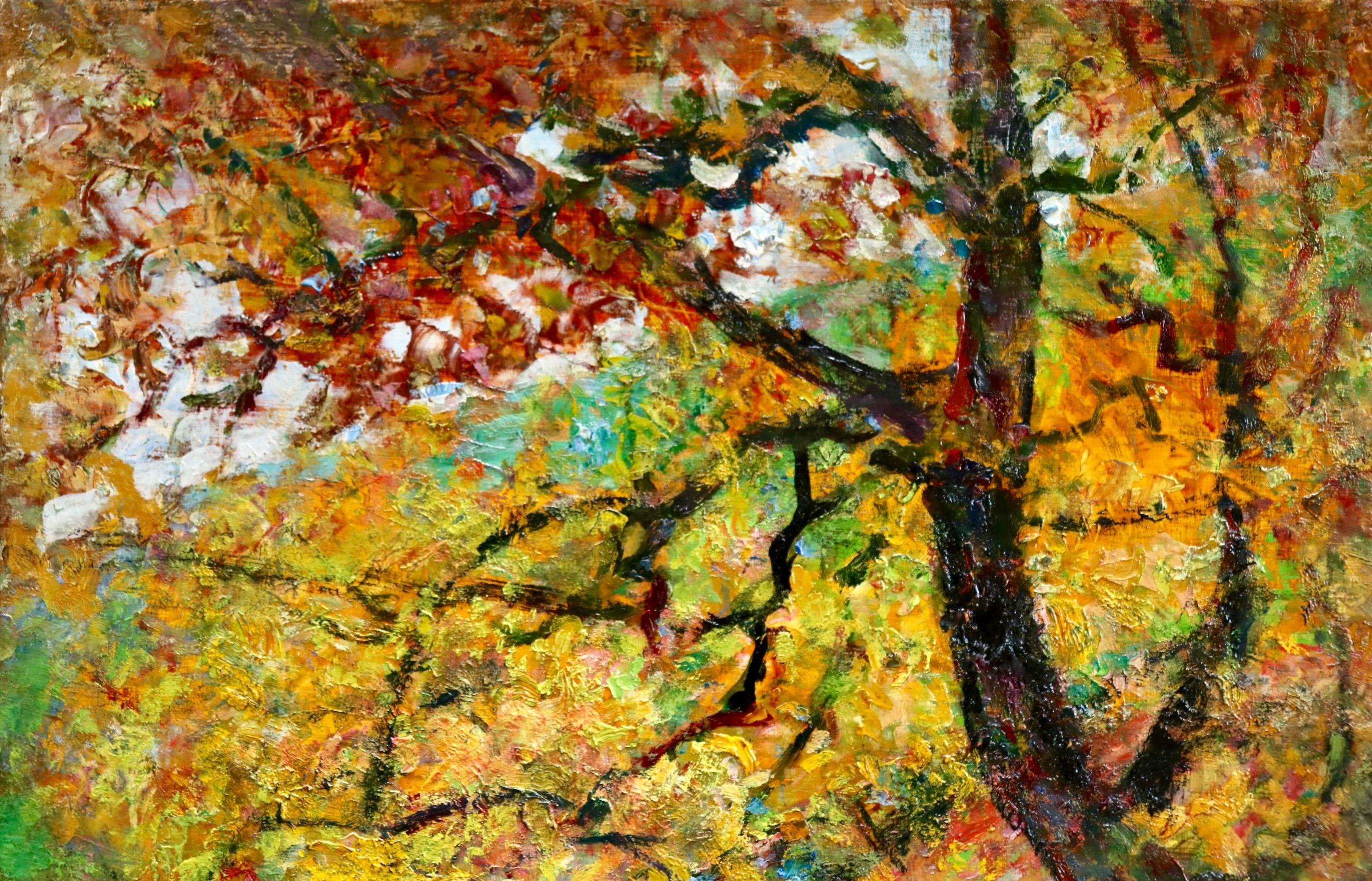 L'automne - Impressionist Oil, Figure in Autumn Landscape by Victor Charreton 4