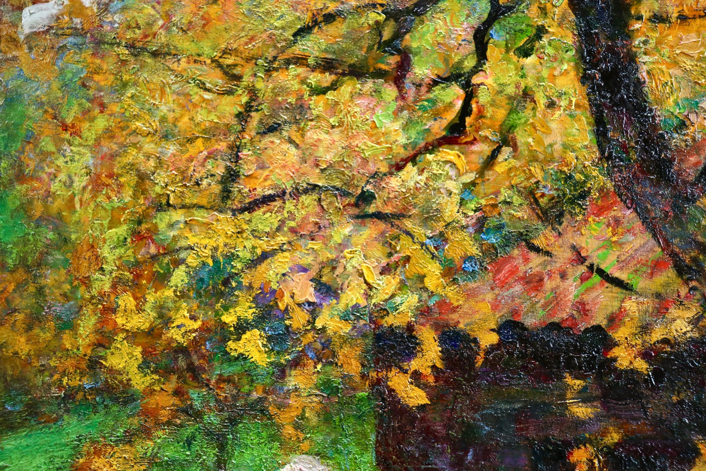 L'automne - Impressionist Oil, Figure in Autumn Landscape by Victor Charreton 5