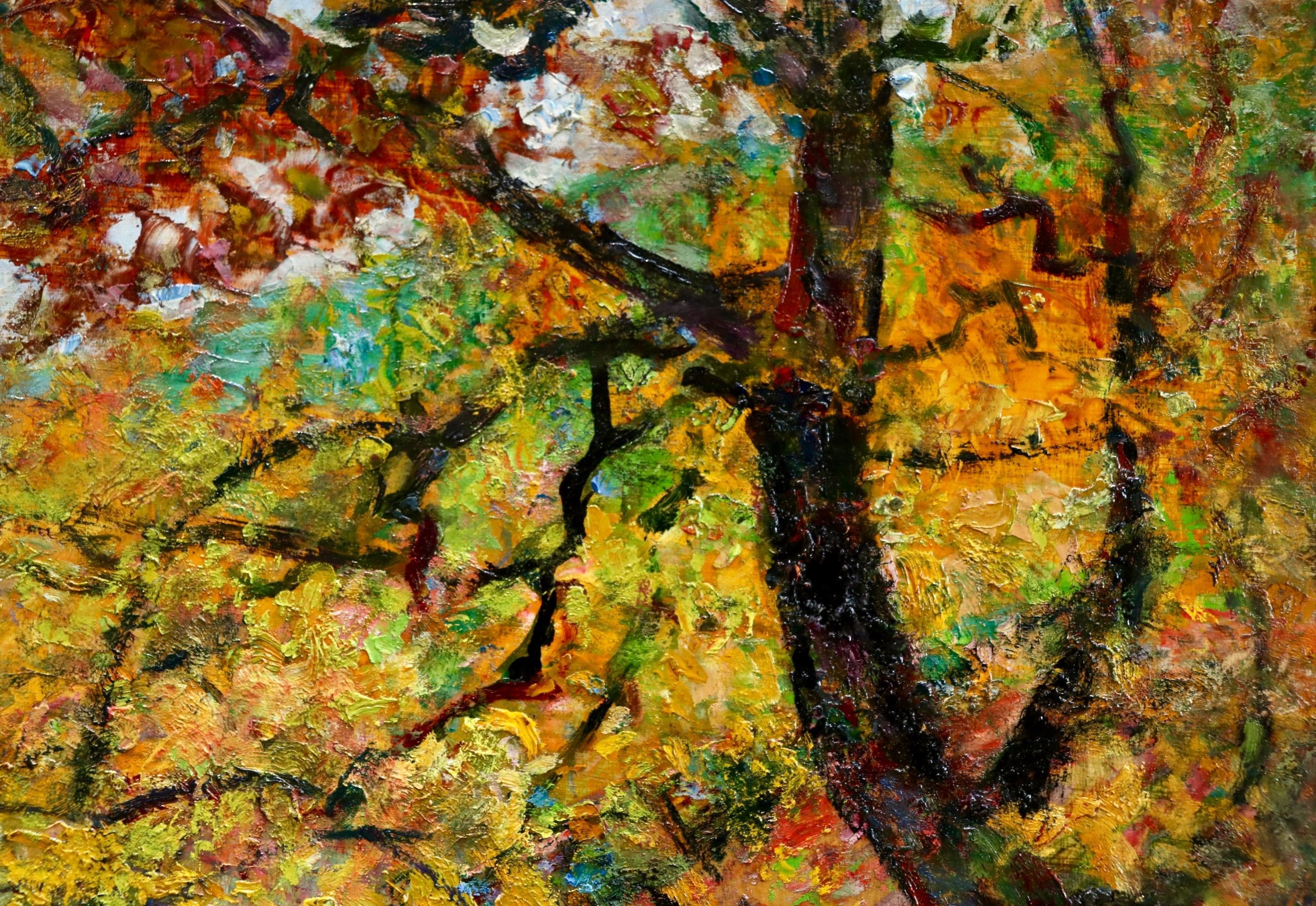 L'automne - Impressionist Oil, Figure in Autumn Landscape by Victor Charreton 6