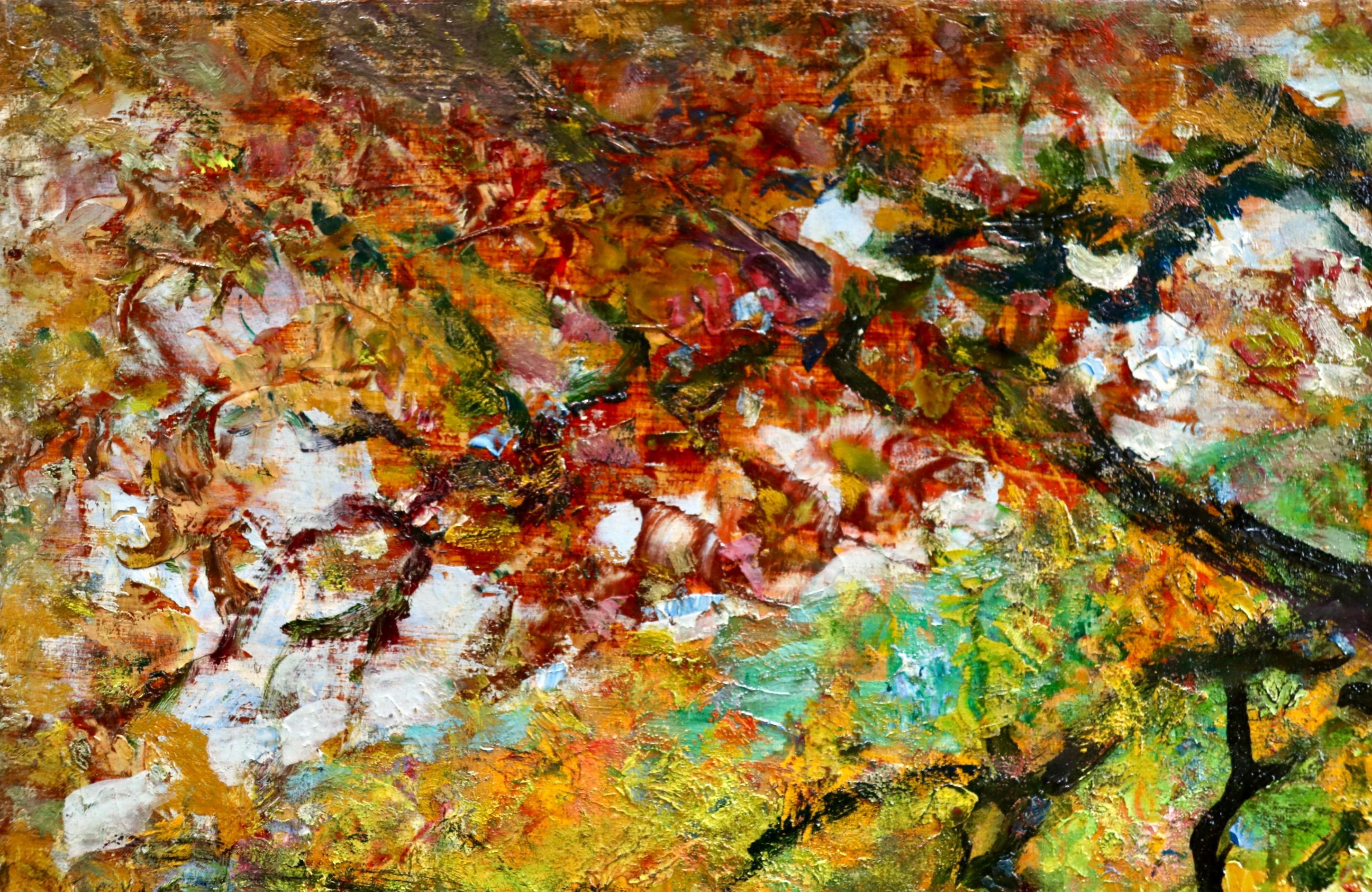 L'automne - Impressionist Oil, Figure in Autumn Landscape by Victor Charreton 7