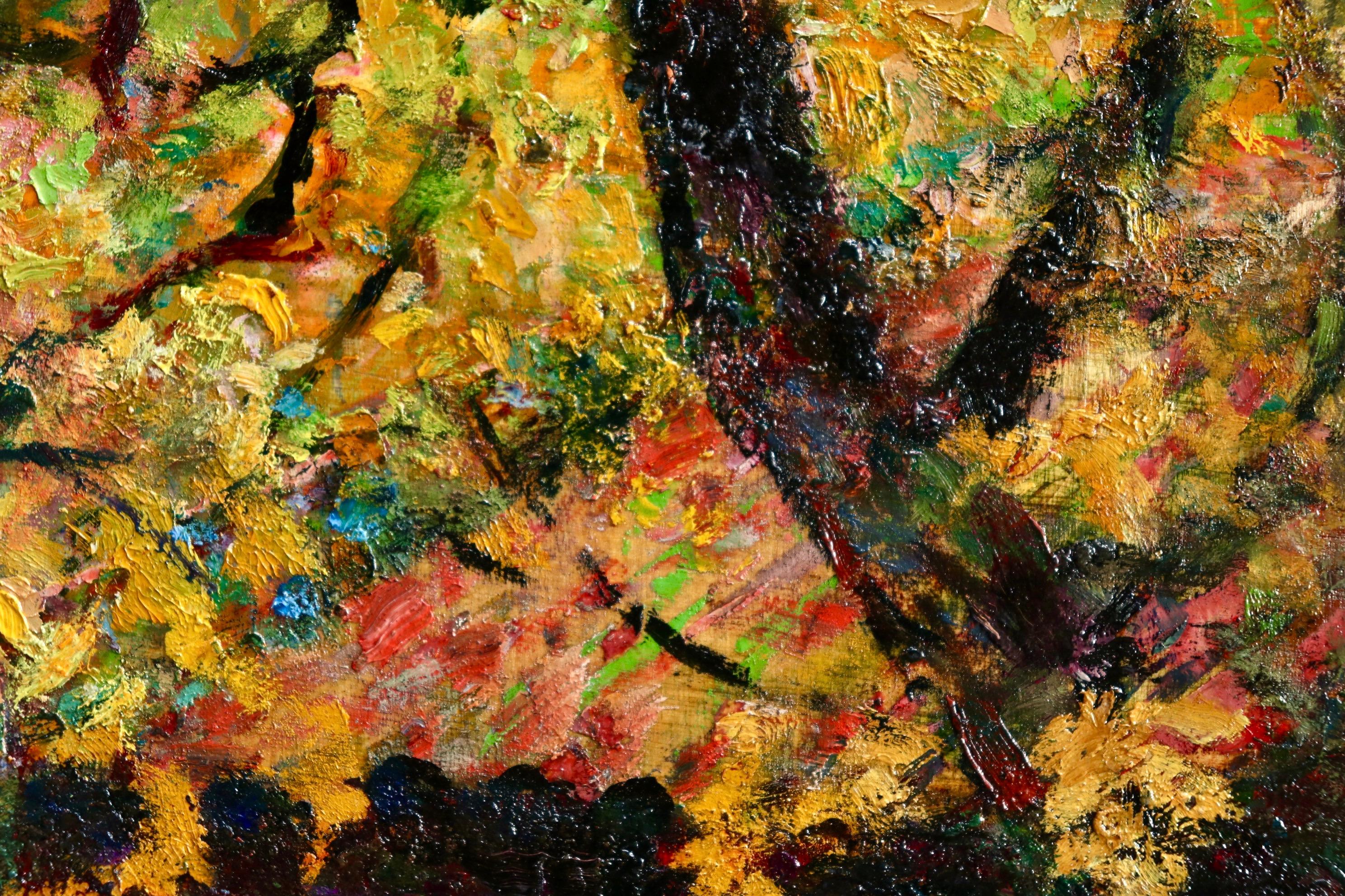 L'automne - Impressionist Oil, Figure in Autumn Landscape by Victor Charreton 8