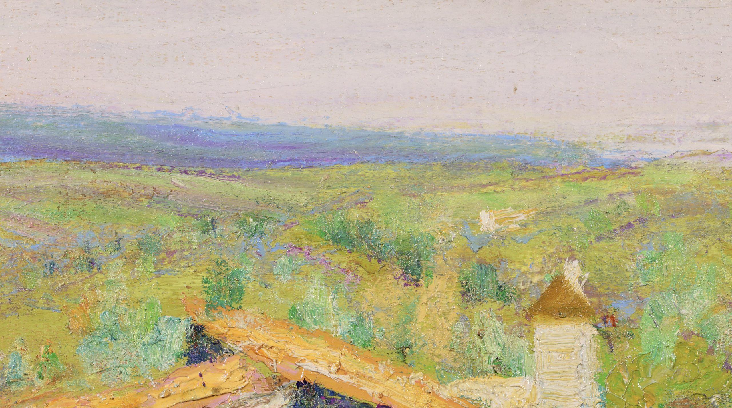 Le hameau en ete - Post Impressionist Landscape Oil Painting by Victor Charreton For Sale 9