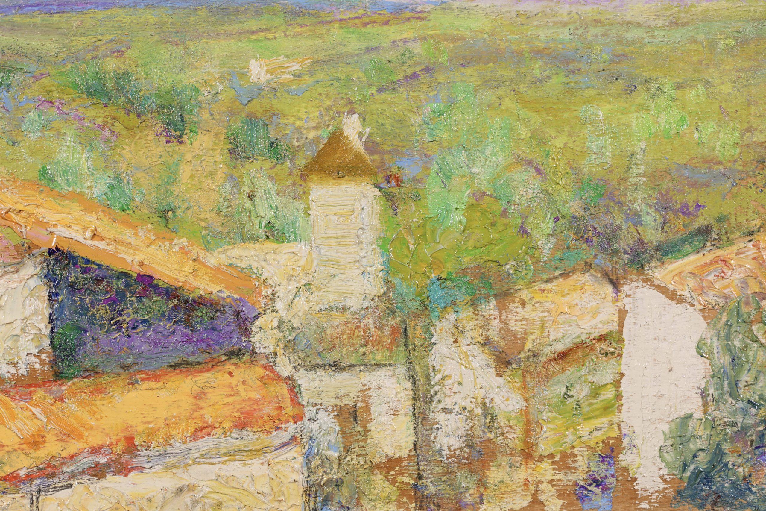 Le hameau en ete - Post Impressionist Landscape Oil Painting by Victor Charreton For Sale 3