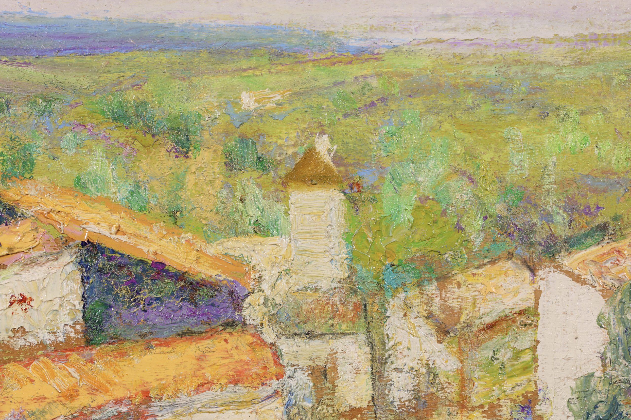 Le hameau en ete - Post Impressionist Landscape Oil Painting by Victor Charreton For Sale 6