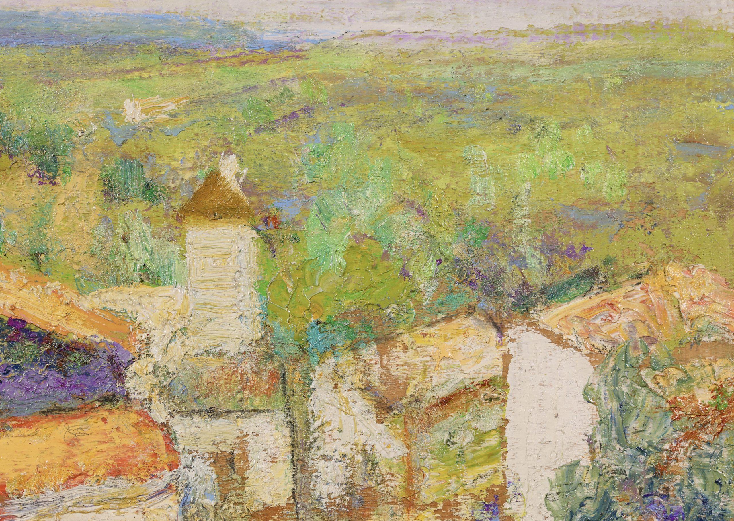 Le hameau en ete - Post Impressionist Landscape Oil Painting by Victor Charreton For Sale 7