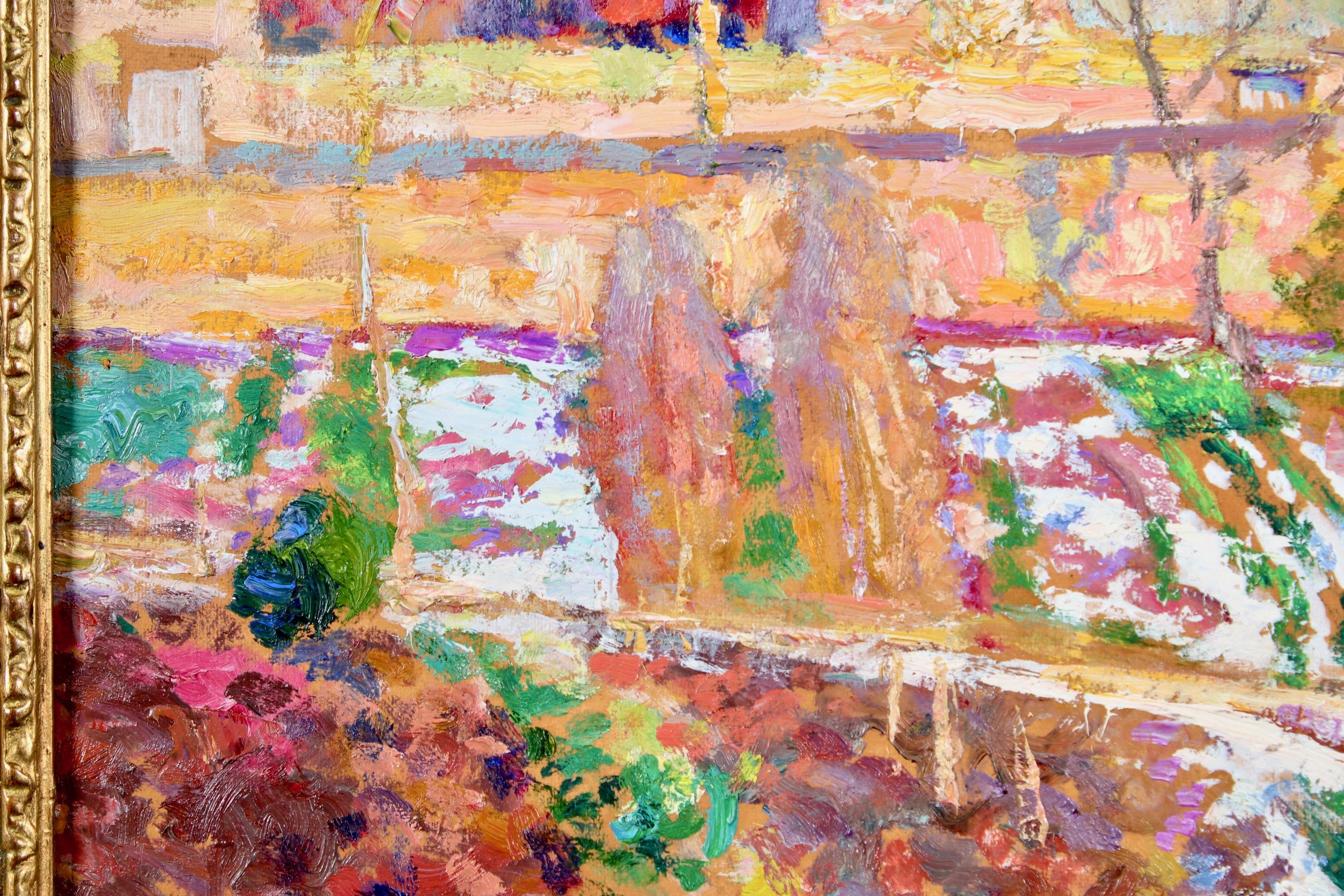 Allotments - La Sargne - Post-Impressionist Oil, Landscape by Victor Charreton For Sale 1