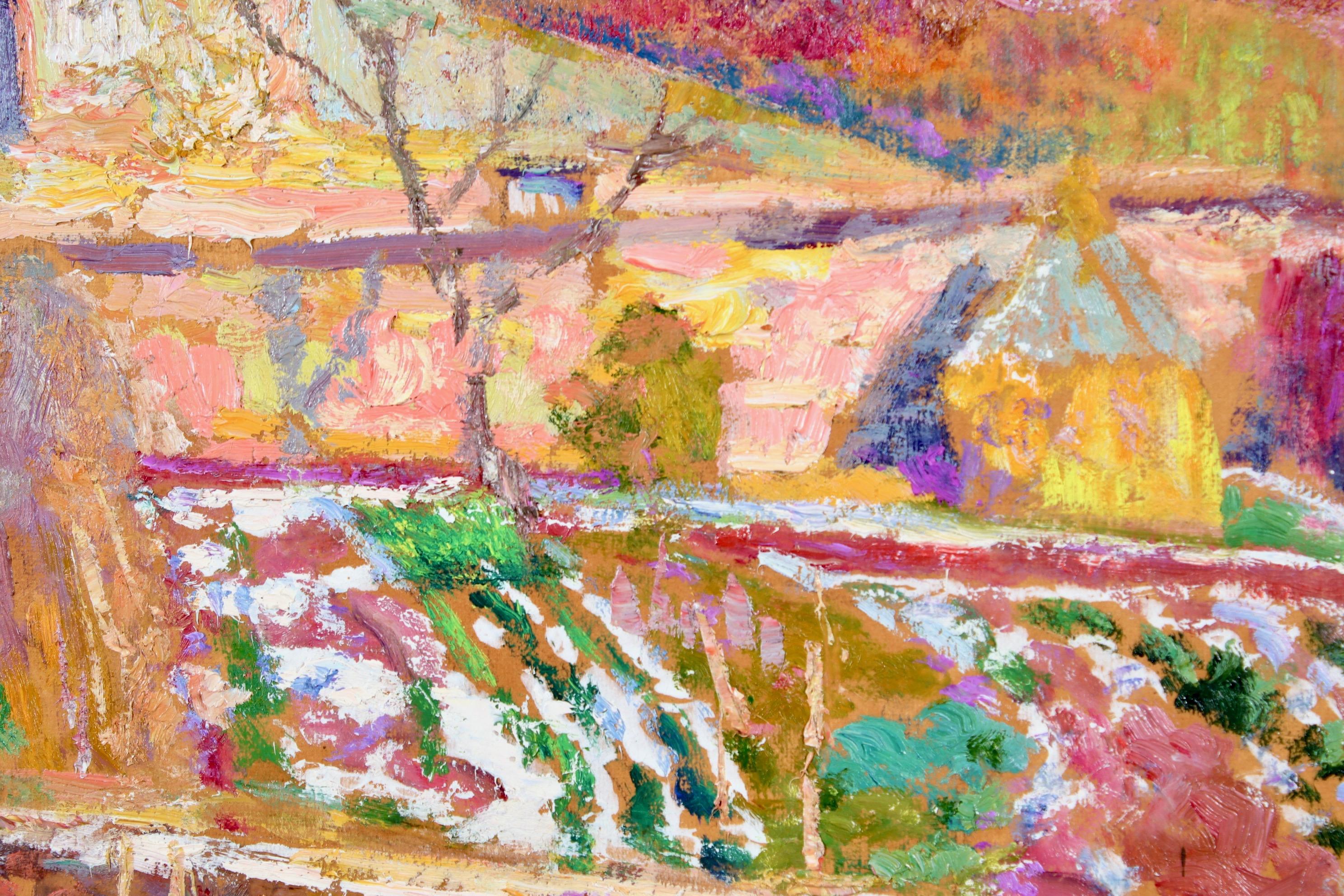 Allotments - La Sargne - Post-Impressionist Oil, Landscape by Victor Charreton For Sale 3