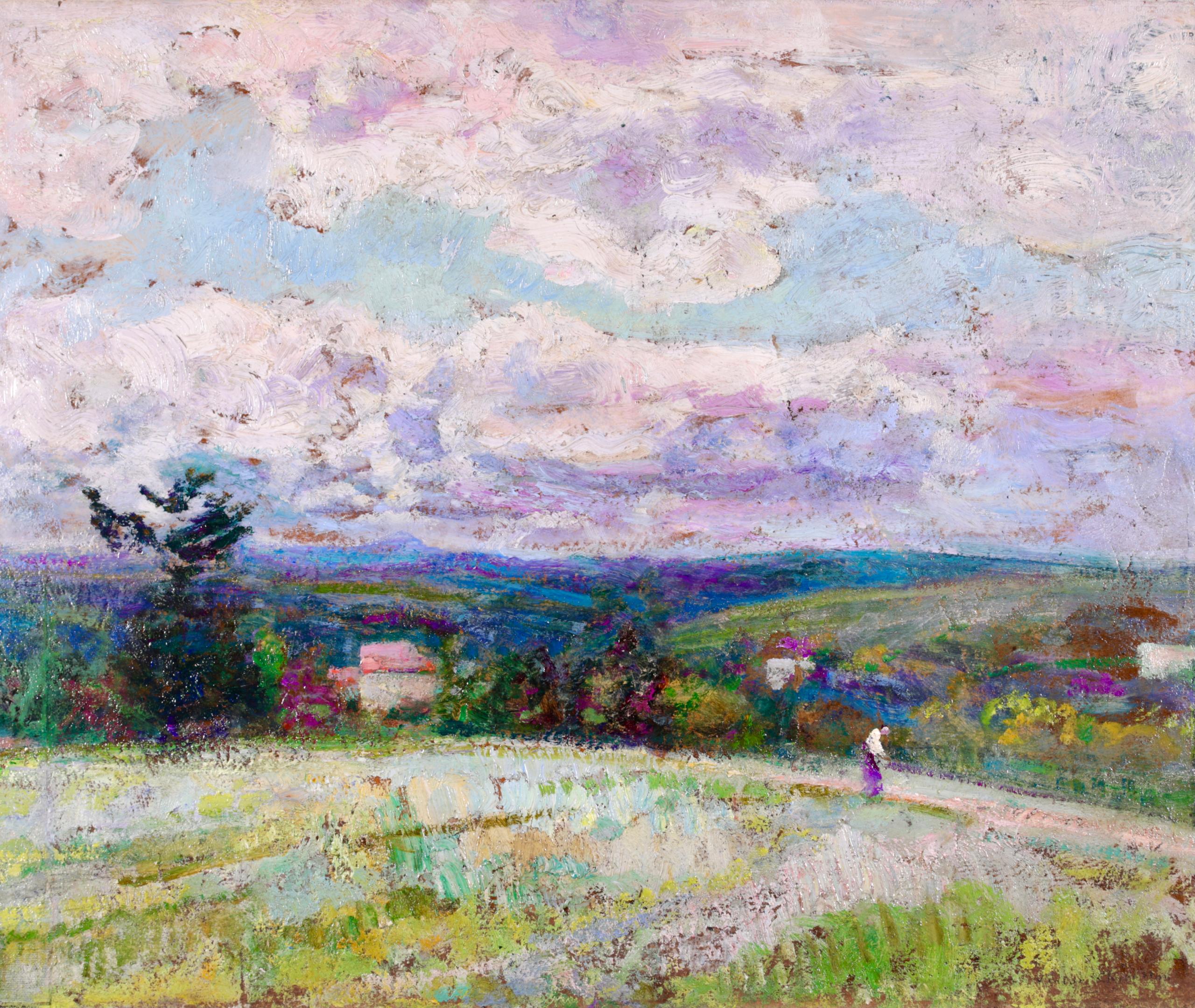 Les Collines du Dauphine - Post Impressionist Oil, Landscape by Victor Charreton For Sale 1