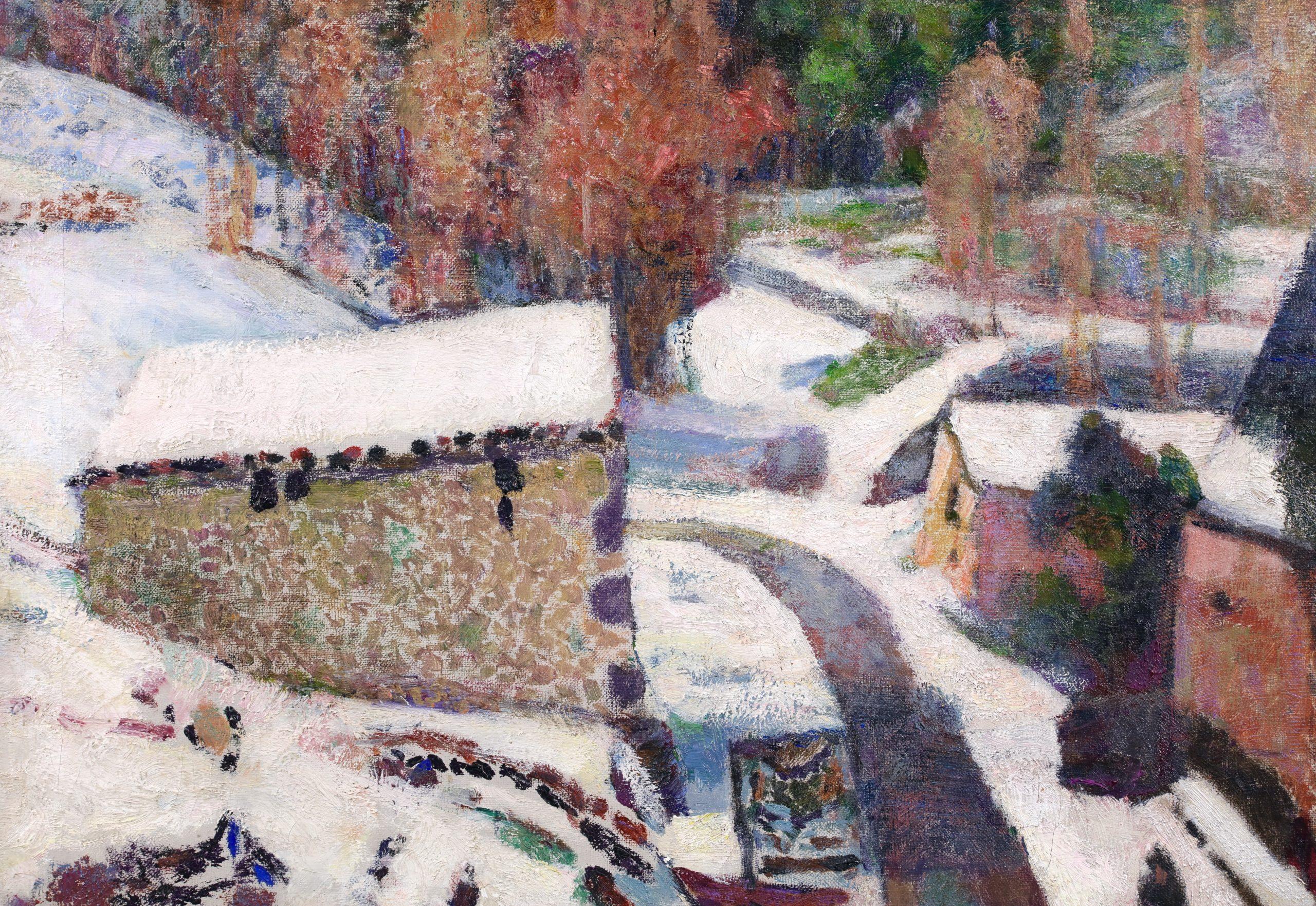 Murols sous la neige - Paesaggio post impressionista a olio di Victor Charreton in vendita 2
