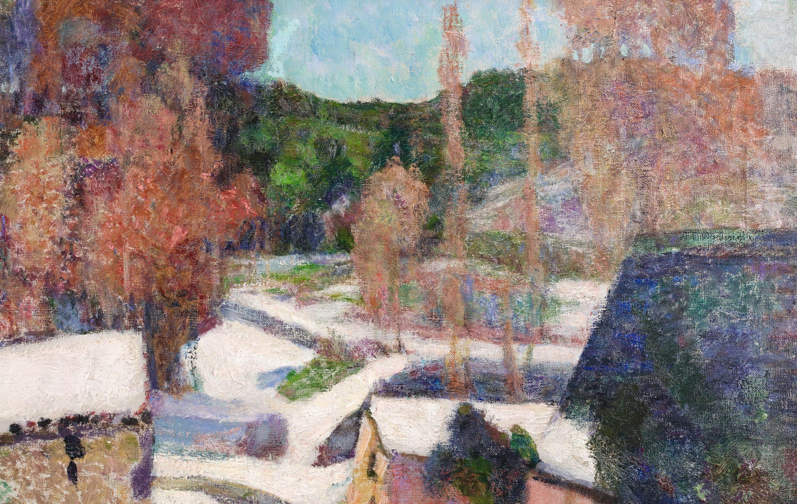 Murols sous la neige - Paesaggio post impressionista a olio di Victor Charreton in vendita 7