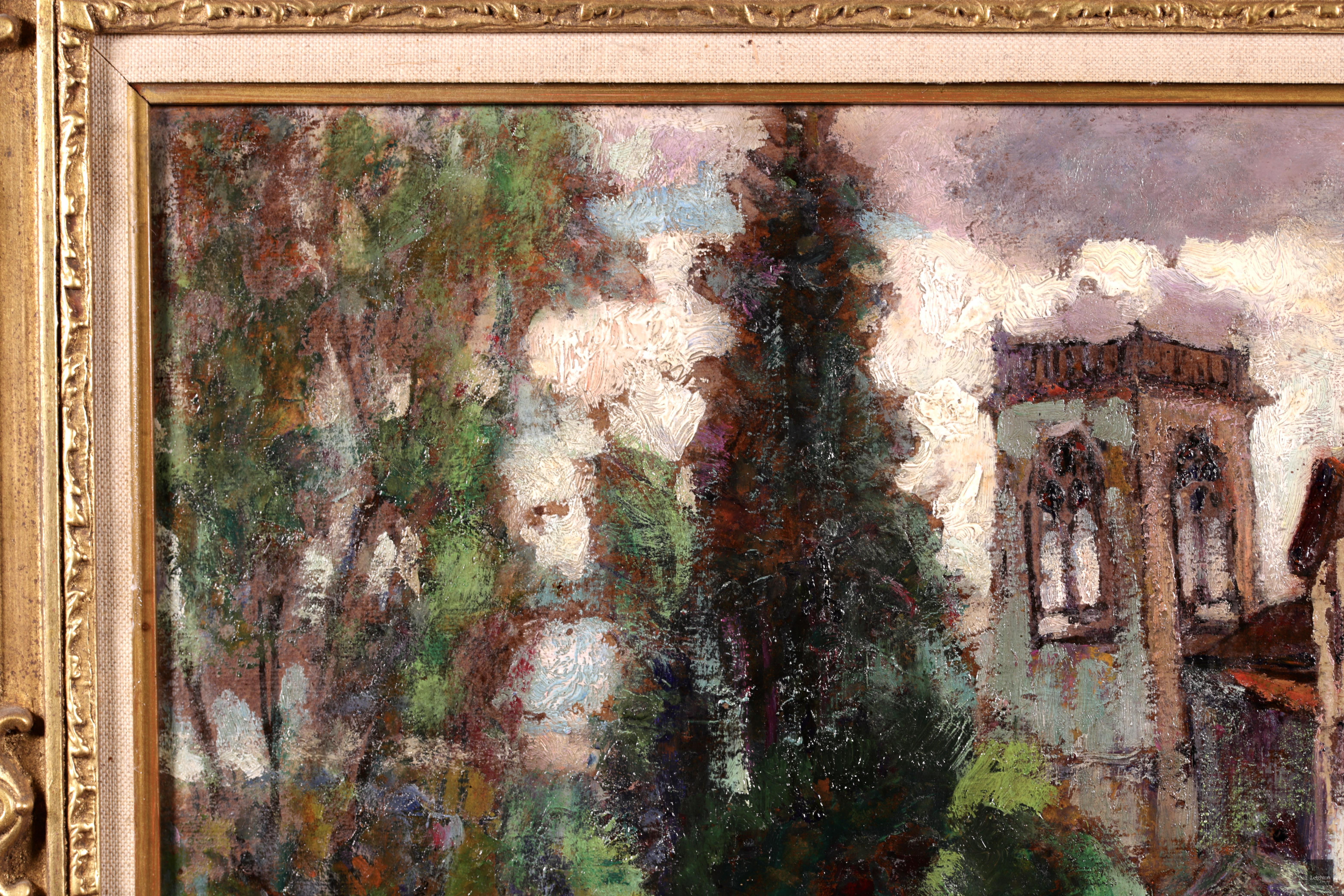 Promenade au Village - Post Impressionist Oil, Landscape by Victor Charreton For Sale 3