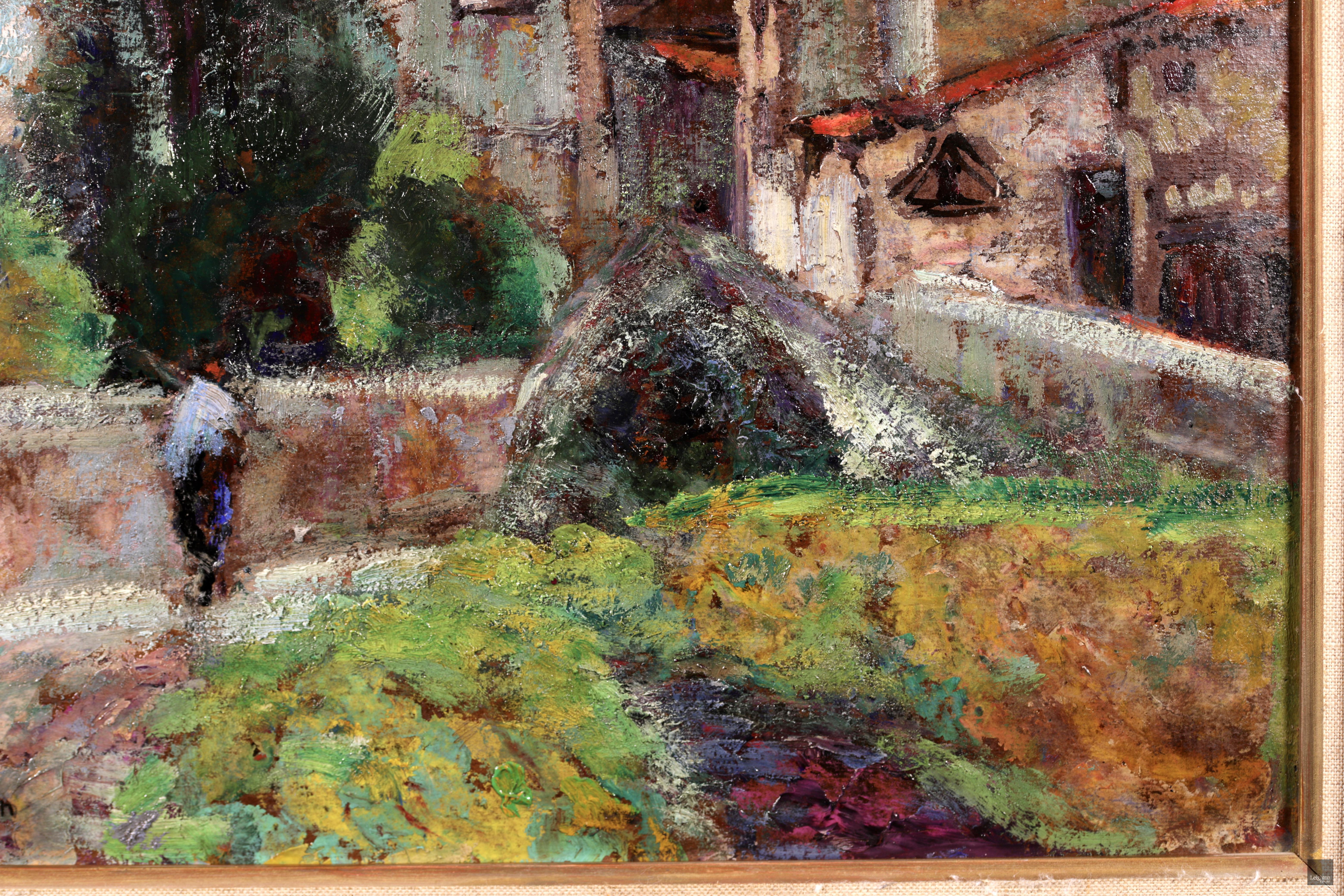 Promenade au Village - Post Impressionist Oil, Landscape by Victor Charreton For Sale 6