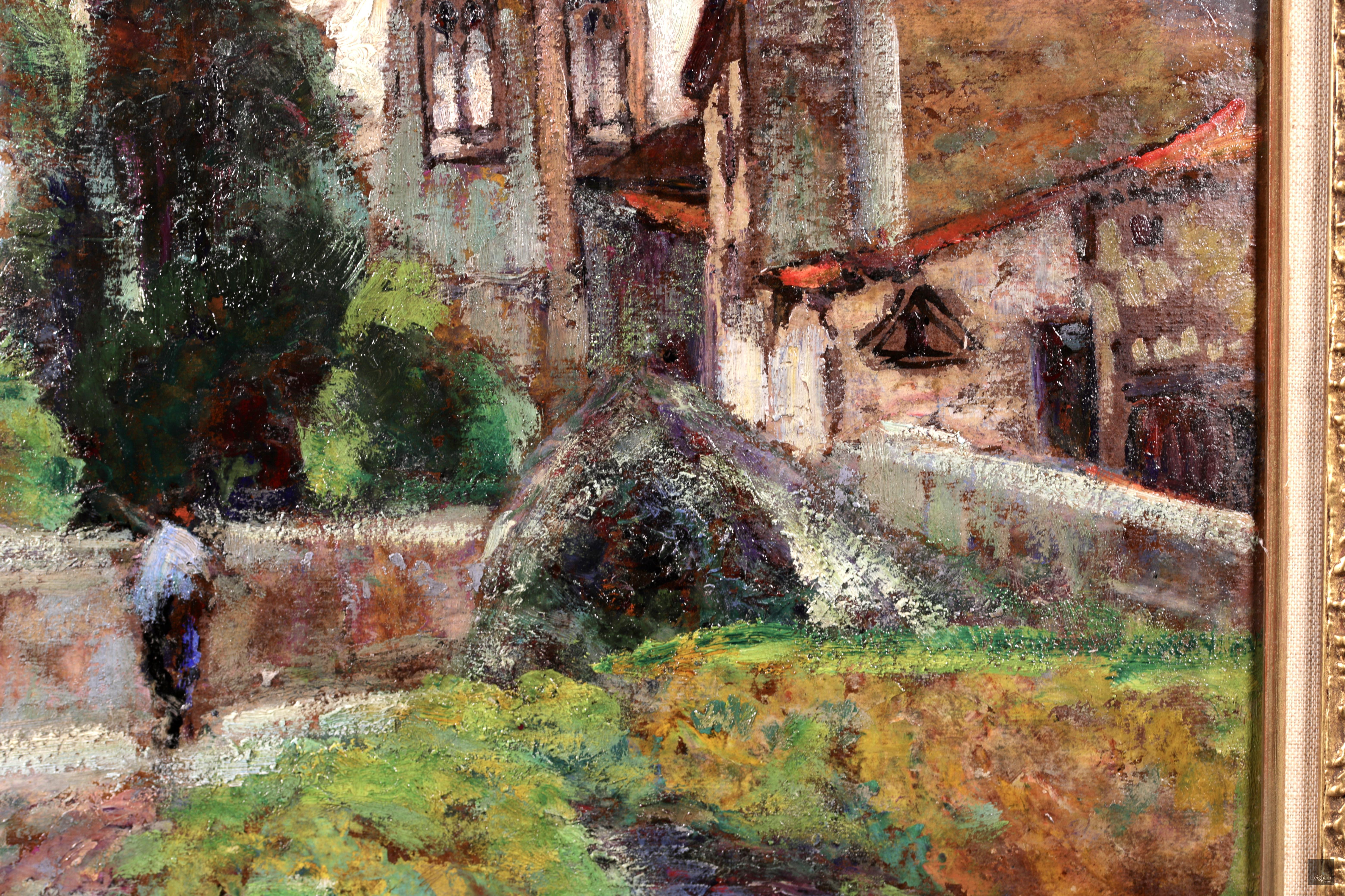 Promenade au Village - Post Impressionist Oil, Landscape by Victor Charreton For Sale 7