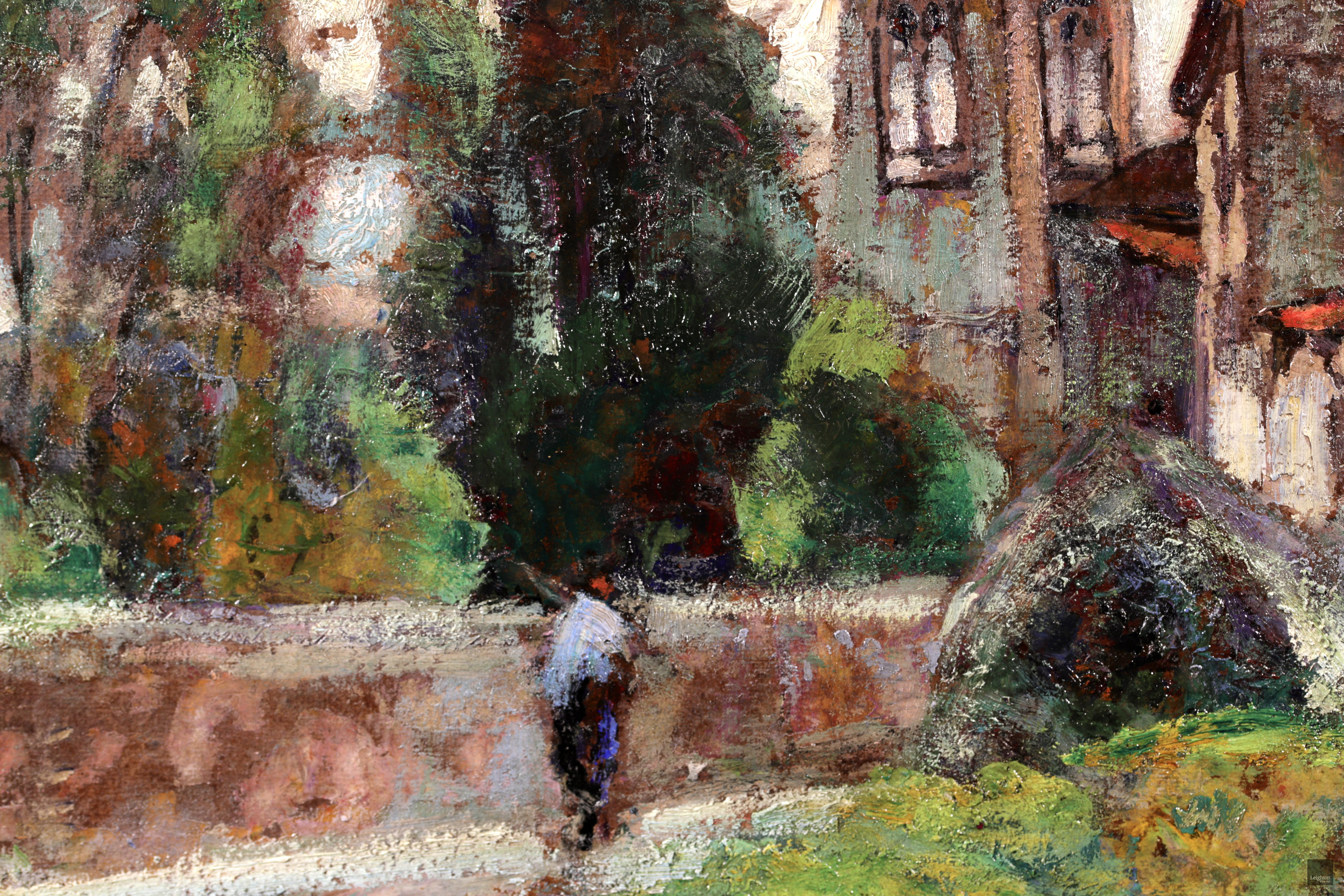 Promenade au Village - Post Impressionist Oil, Landscape by Victor Charreton For Sale 8