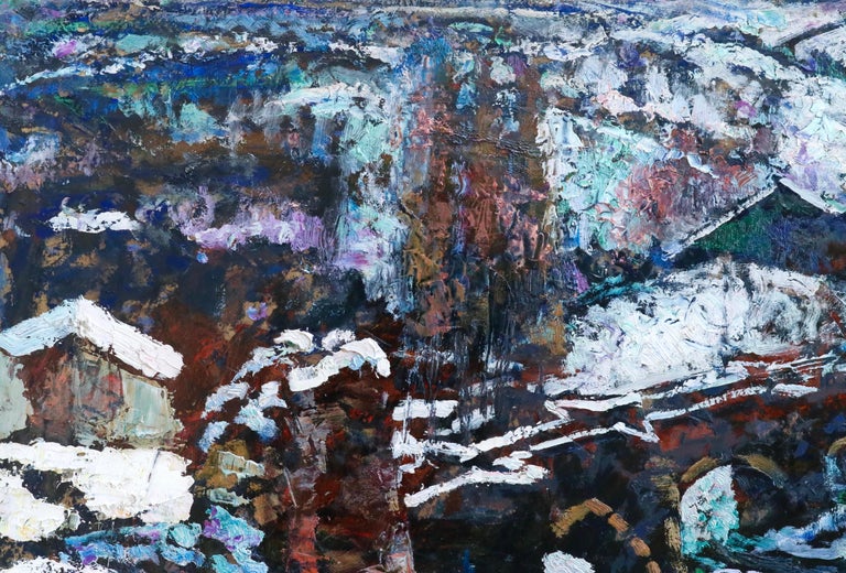 Snow - Post Impressionist Oil, Bridge in Winter Landscape by Victor Charreton For Sale 5
