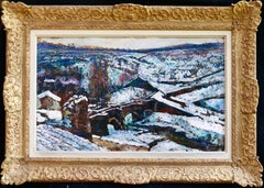 Snow - Post Impressionist Oil, Bridge in Winter Landscape by Victor Charreton