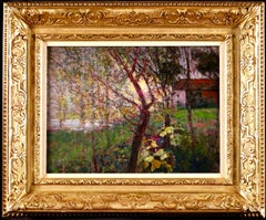 Antique Coucher de soleil - Post Impressionist Oil, Landscape by Victor Charreton