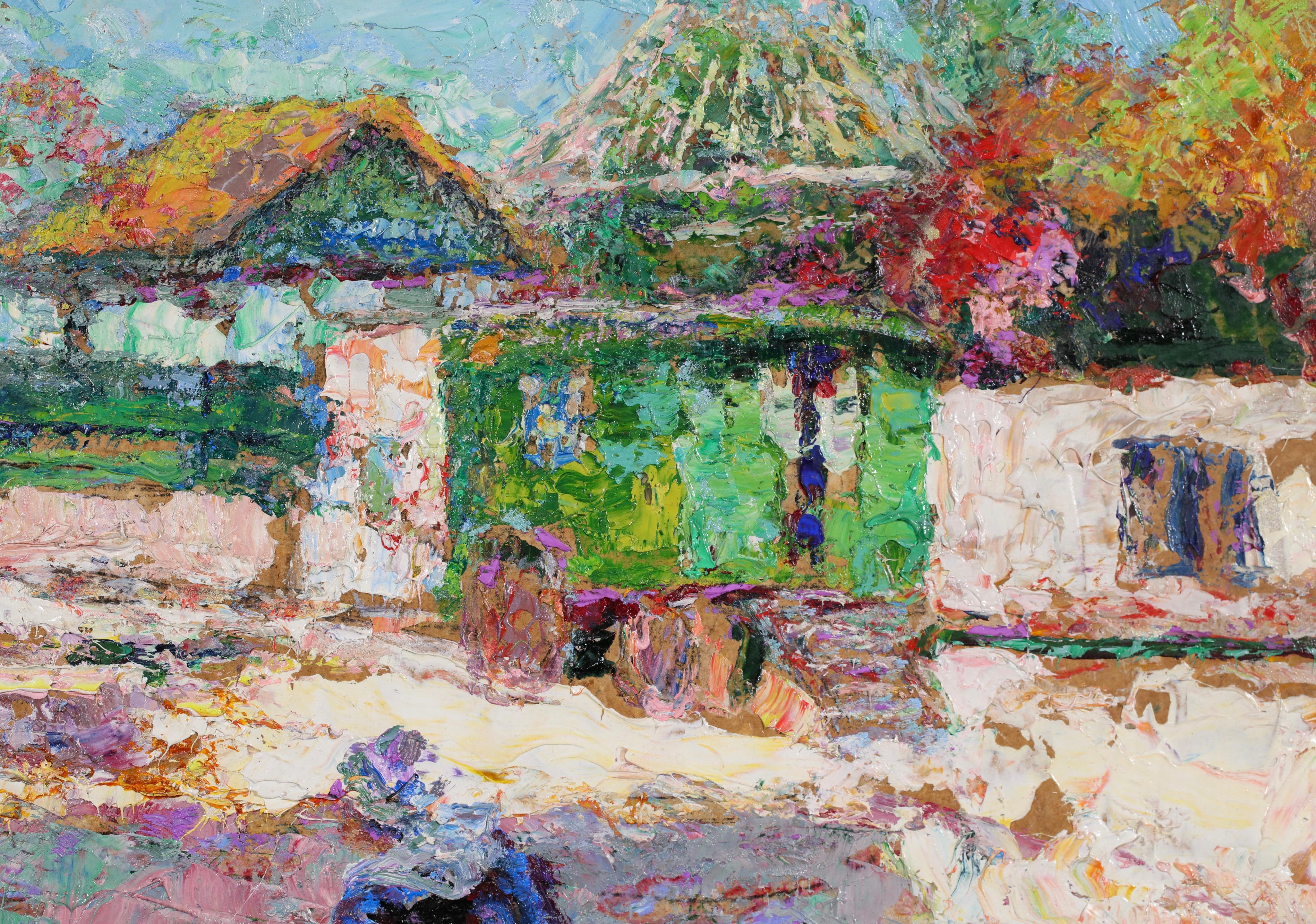 La feria de Benodet - Óleo figurativo postimpresionista - Victor Charreton en venta 2