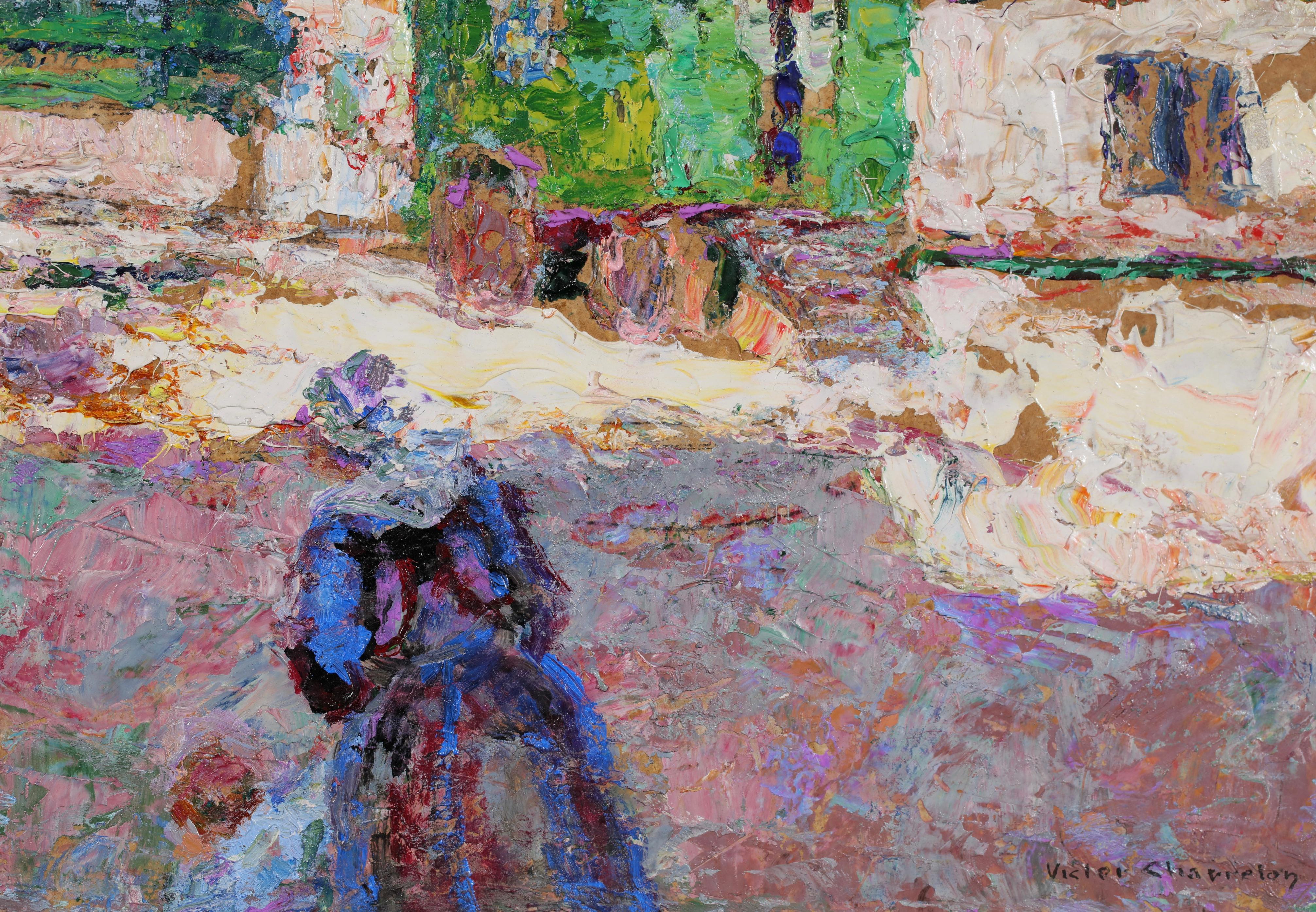 La feria de Benodet - Óleo figurativo postimpresionista - Victor Charreton en venta 3