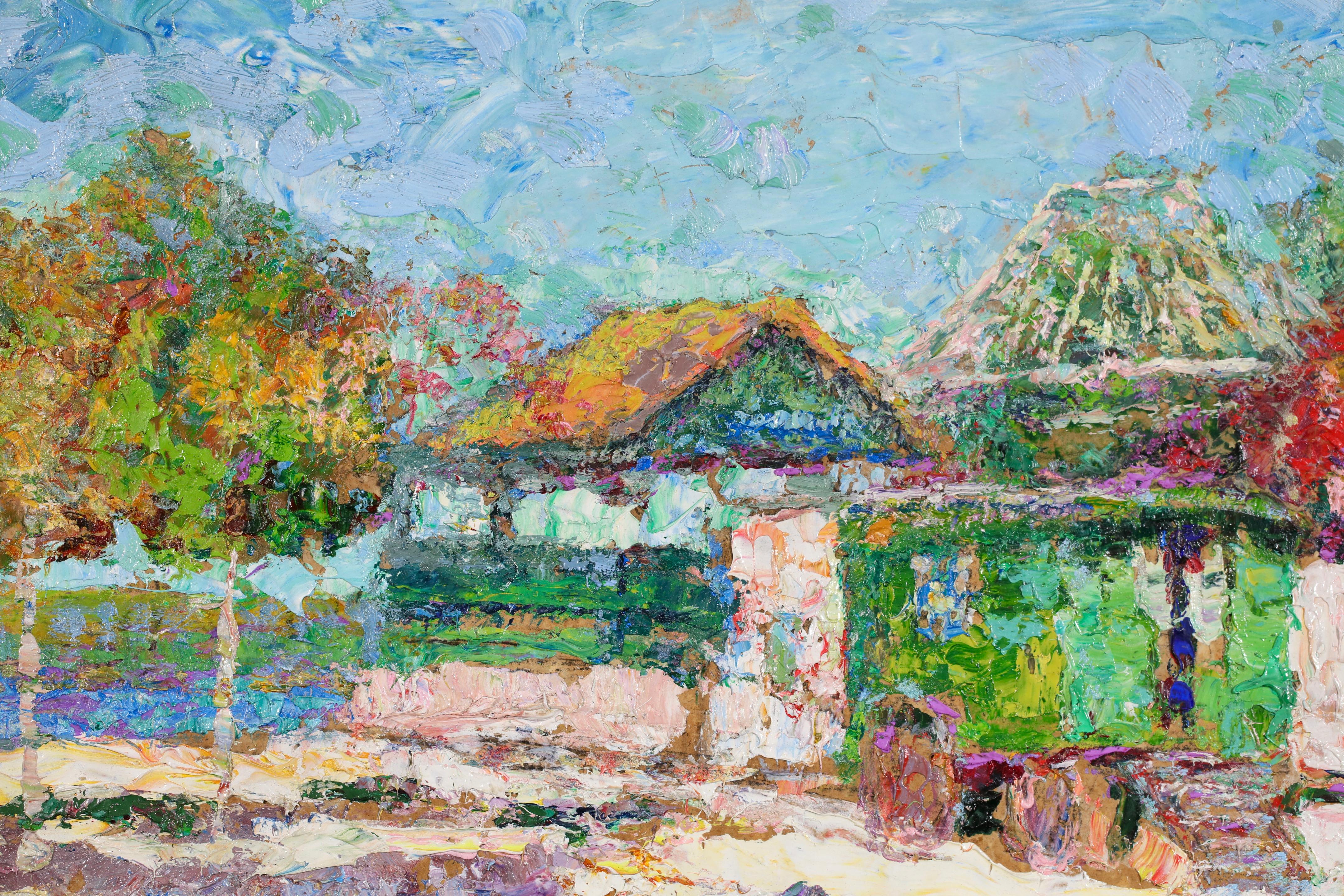 La feria de Benodet - Óleo figurativo postimpresionista - Victor Charreton en venta 6