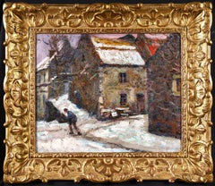 Snowy Village - Post Impressionist Oil, Winter Landscape by Victor Charreton