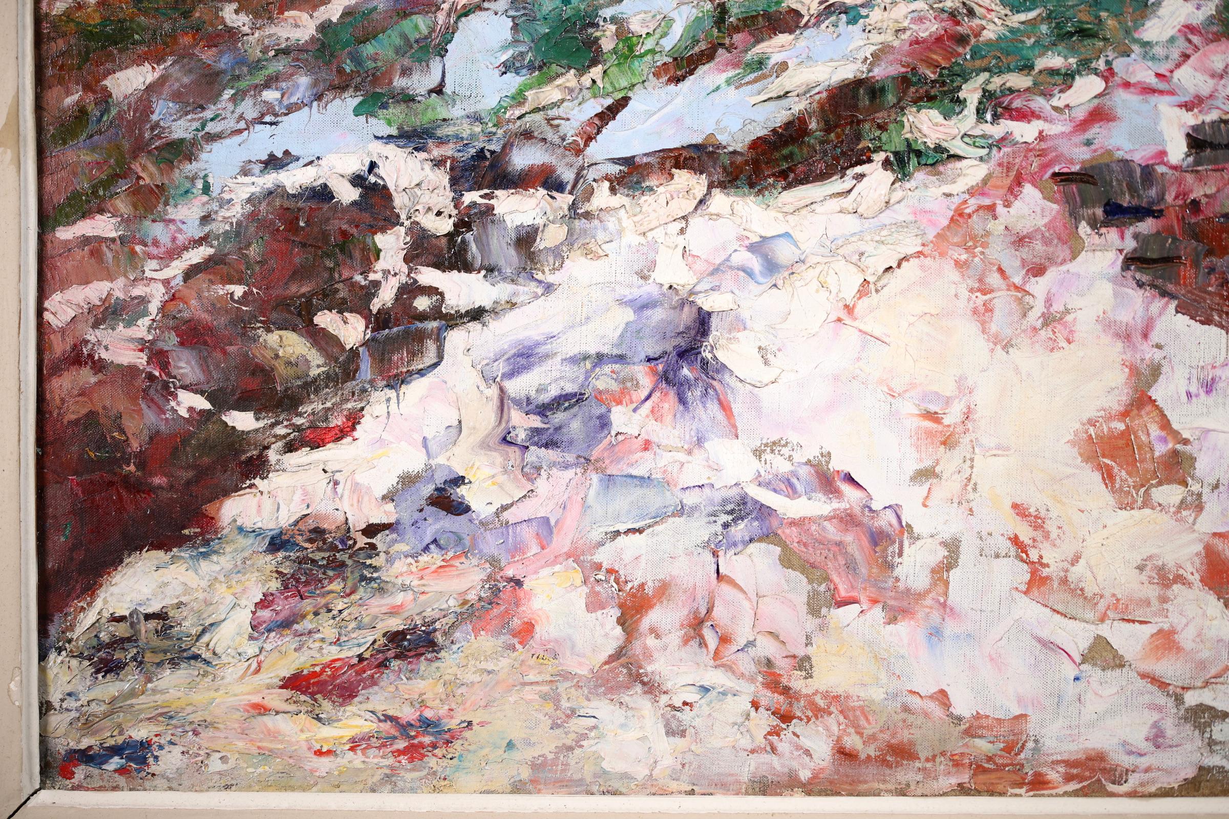 Femme en neige - Huile post-impressionniste, Figure dans un paysage de Victor Charreton en vente 4