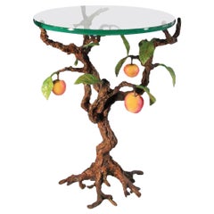 Victor Cicansky Bronze Apple Pedestal Side Table Sculpture Painted, Post-Modern