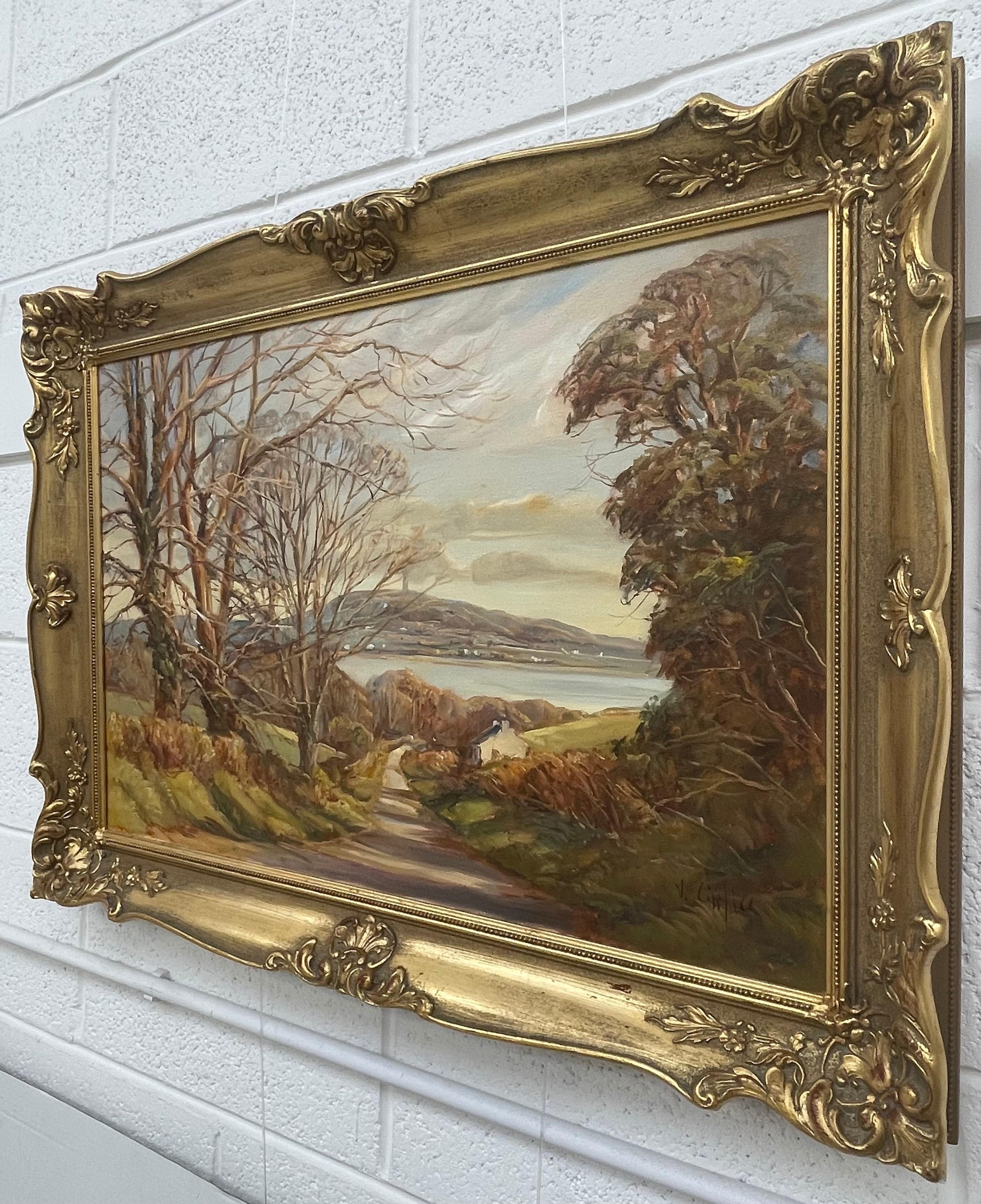 Impressionistic Oil Painting of Scrabo in the Irish Countryside by Welsh Artist - Brown Landscape Painting by Victor Cirefice