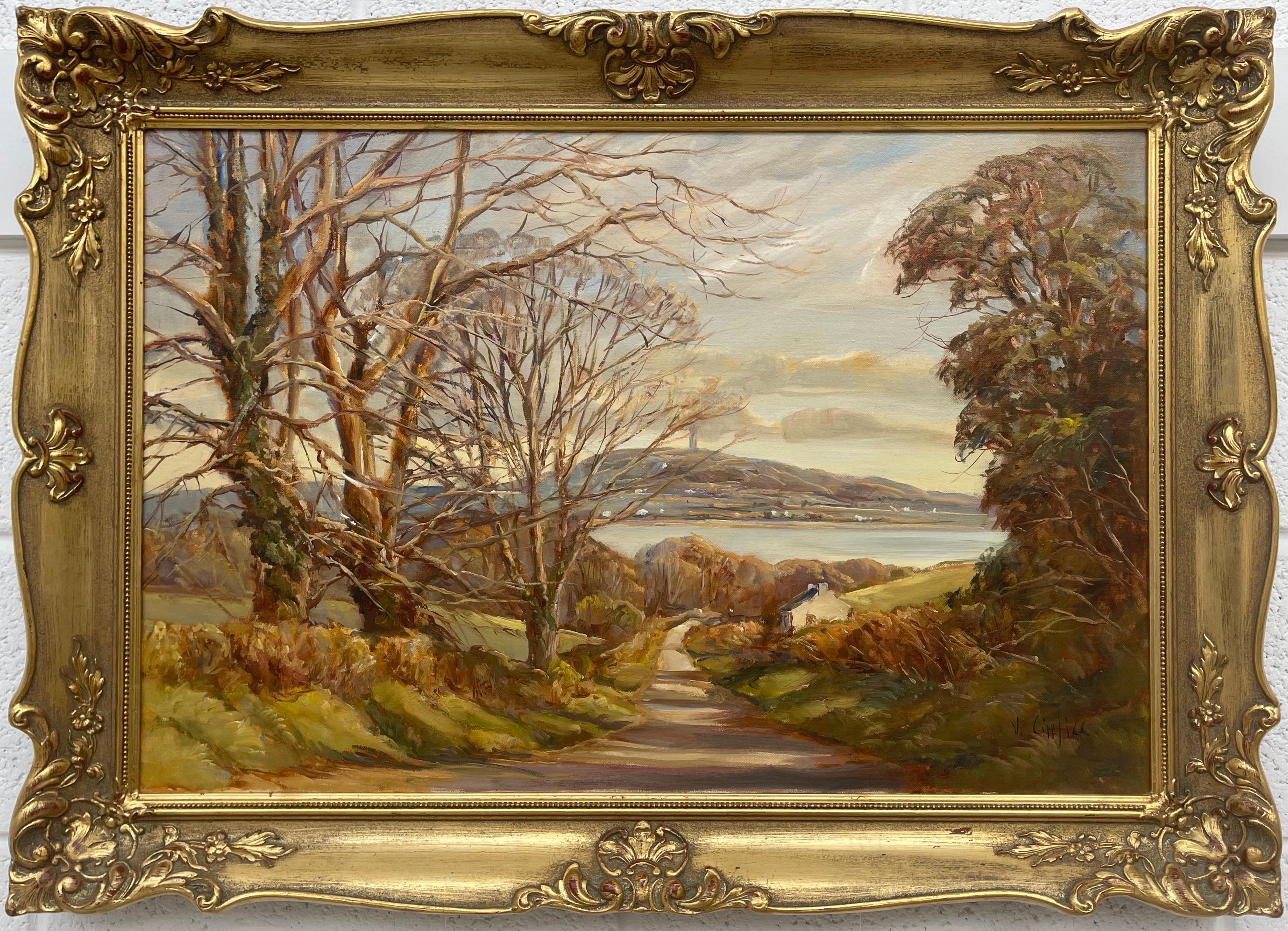 Victor Cirefice Landscape Painting - Impressionistic Oil Painting of Scrabo in the Irish Countryside by Welsh Artist