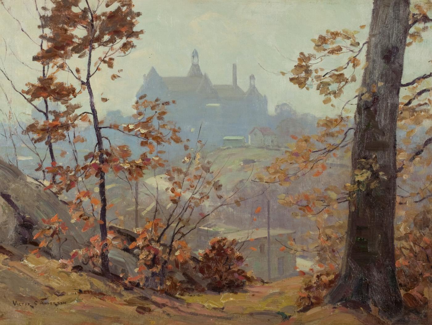 Landscape Painting Victor Coleman Anderson - Dernières feuilles