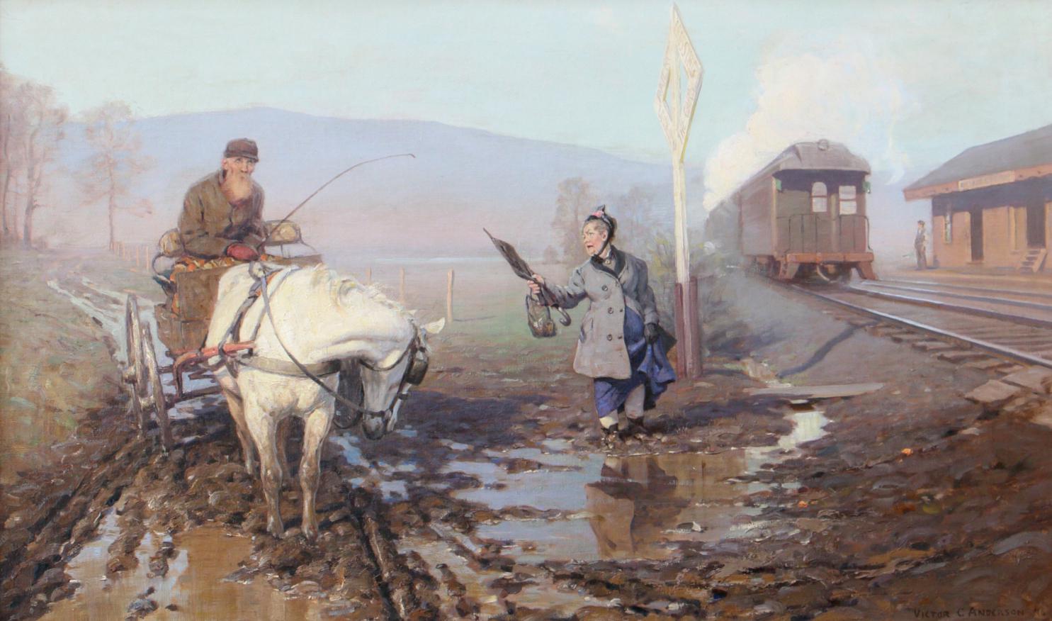 Landscape Painting di Victor Coleman Anderson - Stazione ferroviaria di Muddy