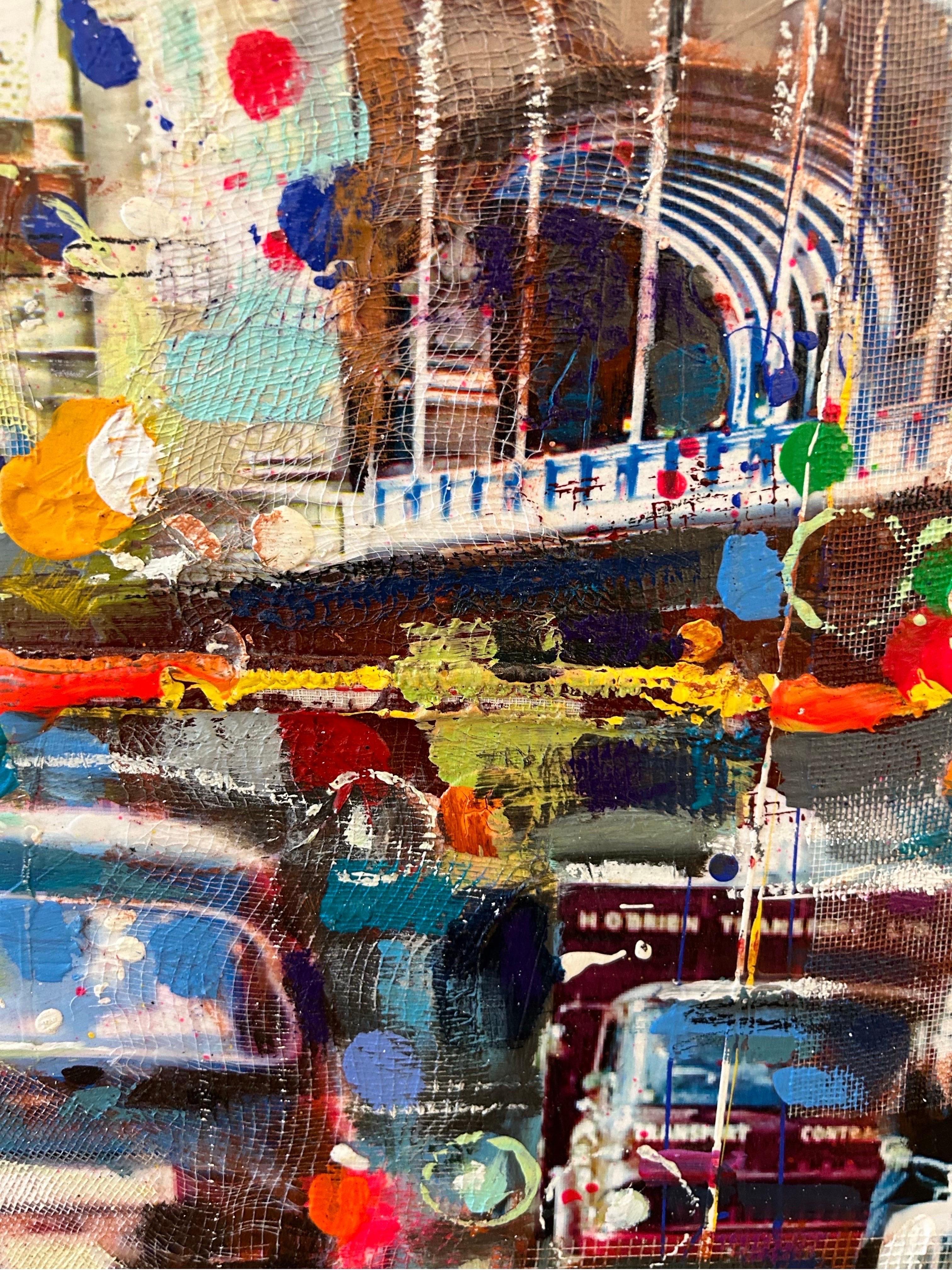 « Late Evening Rain » London Pop Art Collage technique mixte sur toile 1