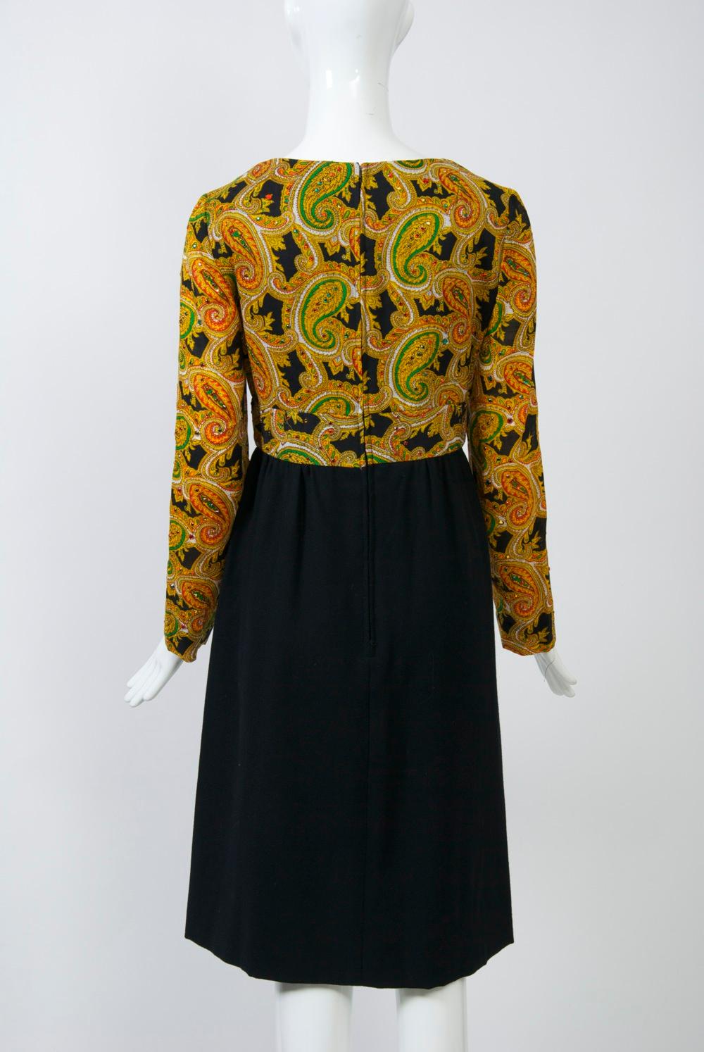 Victor Costa 1970s Paisley/Knit Dress In Good Condition In Alford, MA