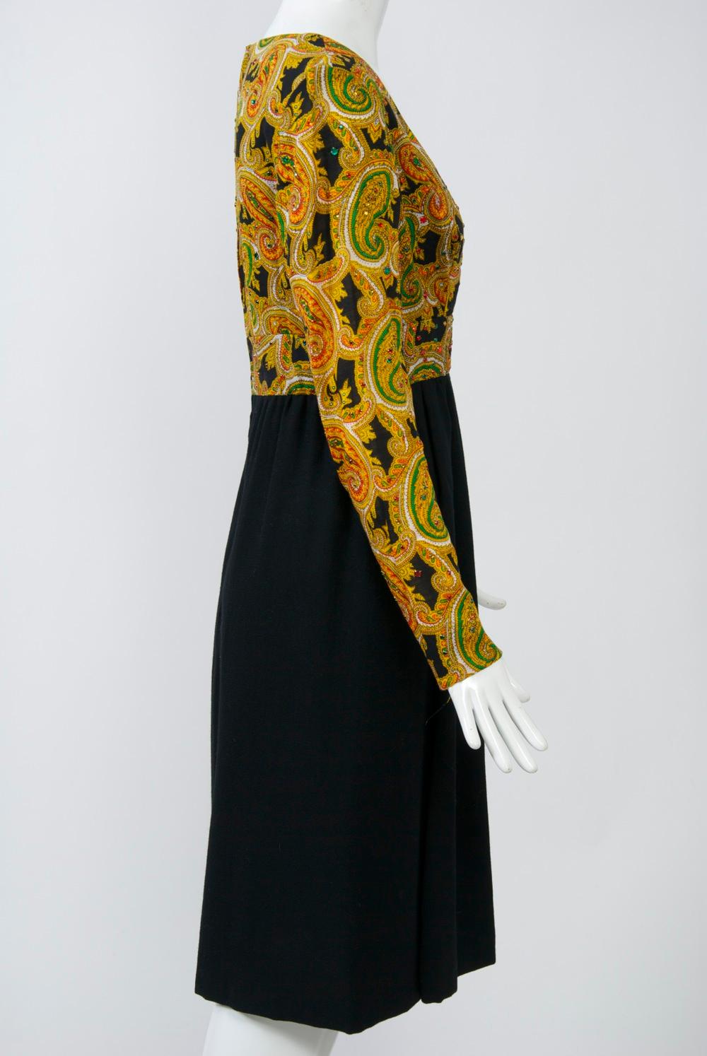 Victor Costa 1970s Paisley/Knit Dress 1