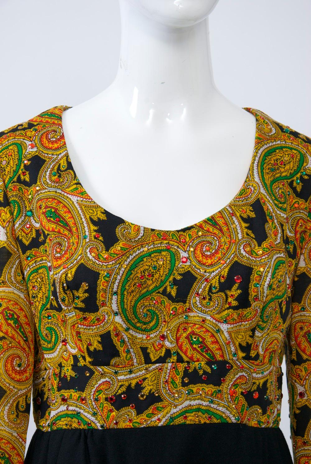 Victor Costa 1970s Paisley/Knit Dress 2