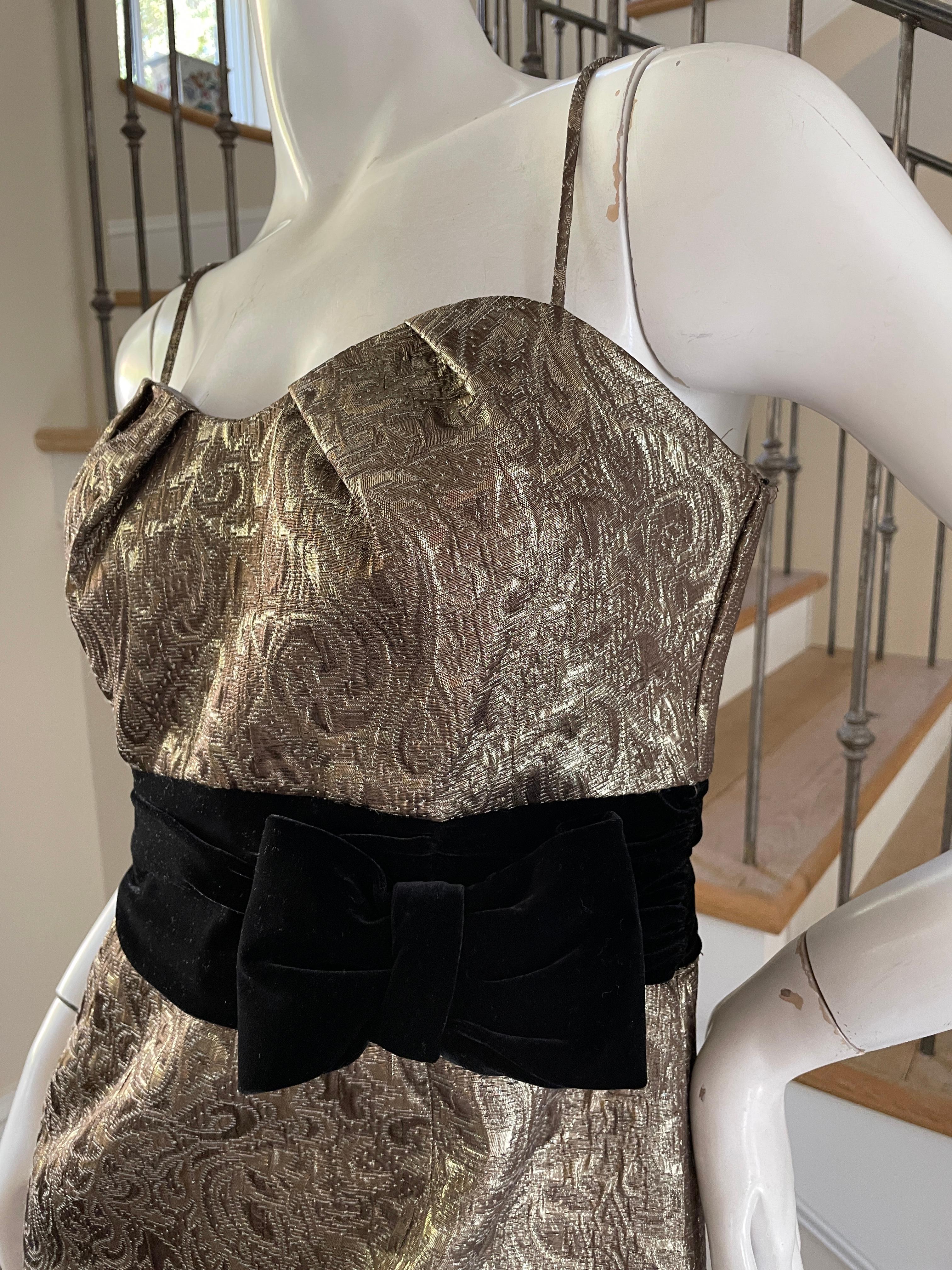 Women's Victor Costa 80's Bronze Brocade Cocktail Dress For Sale