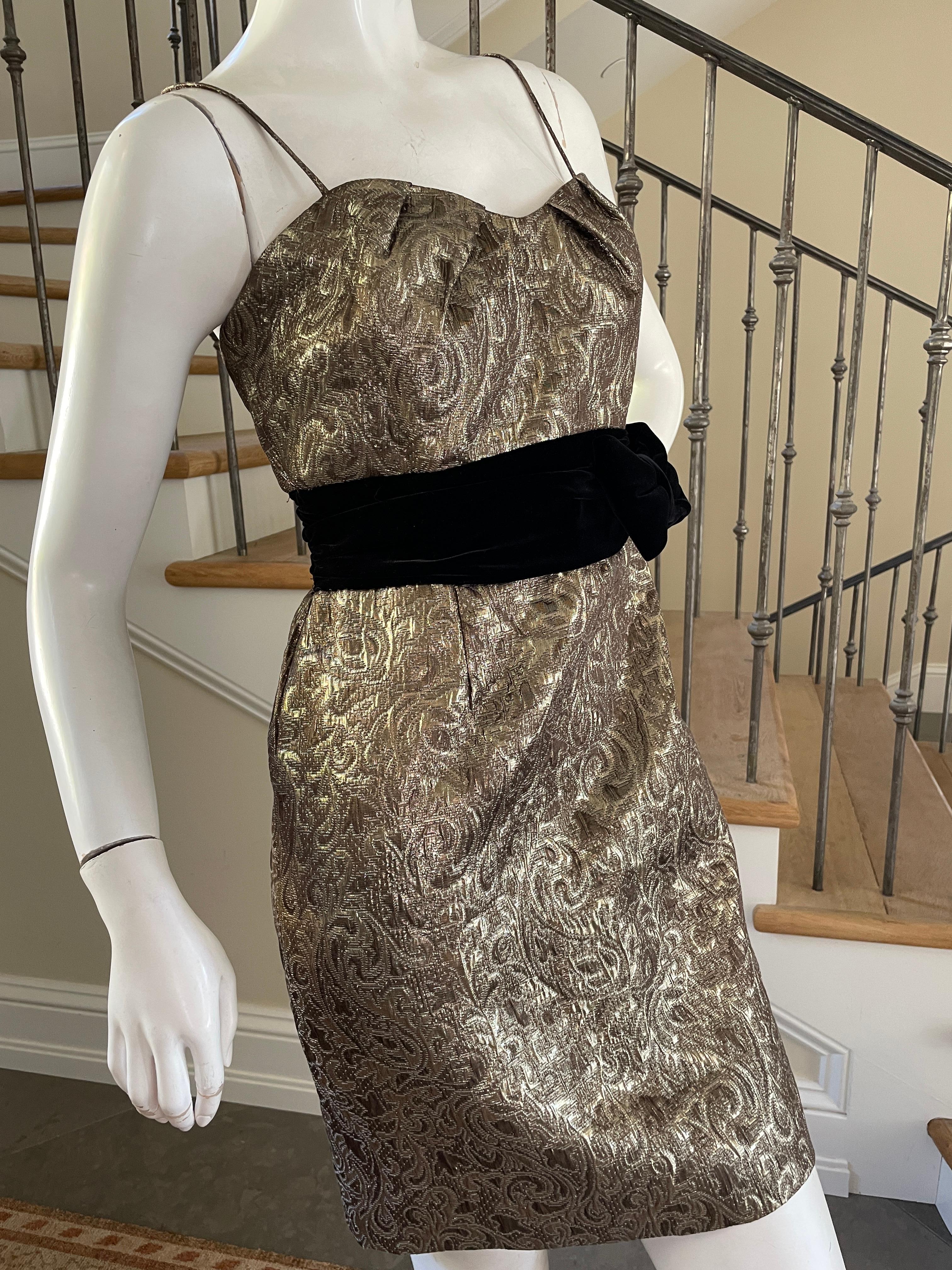 Victor Costa 80's Bronze Brocade Cocktail Dress For Sale 2