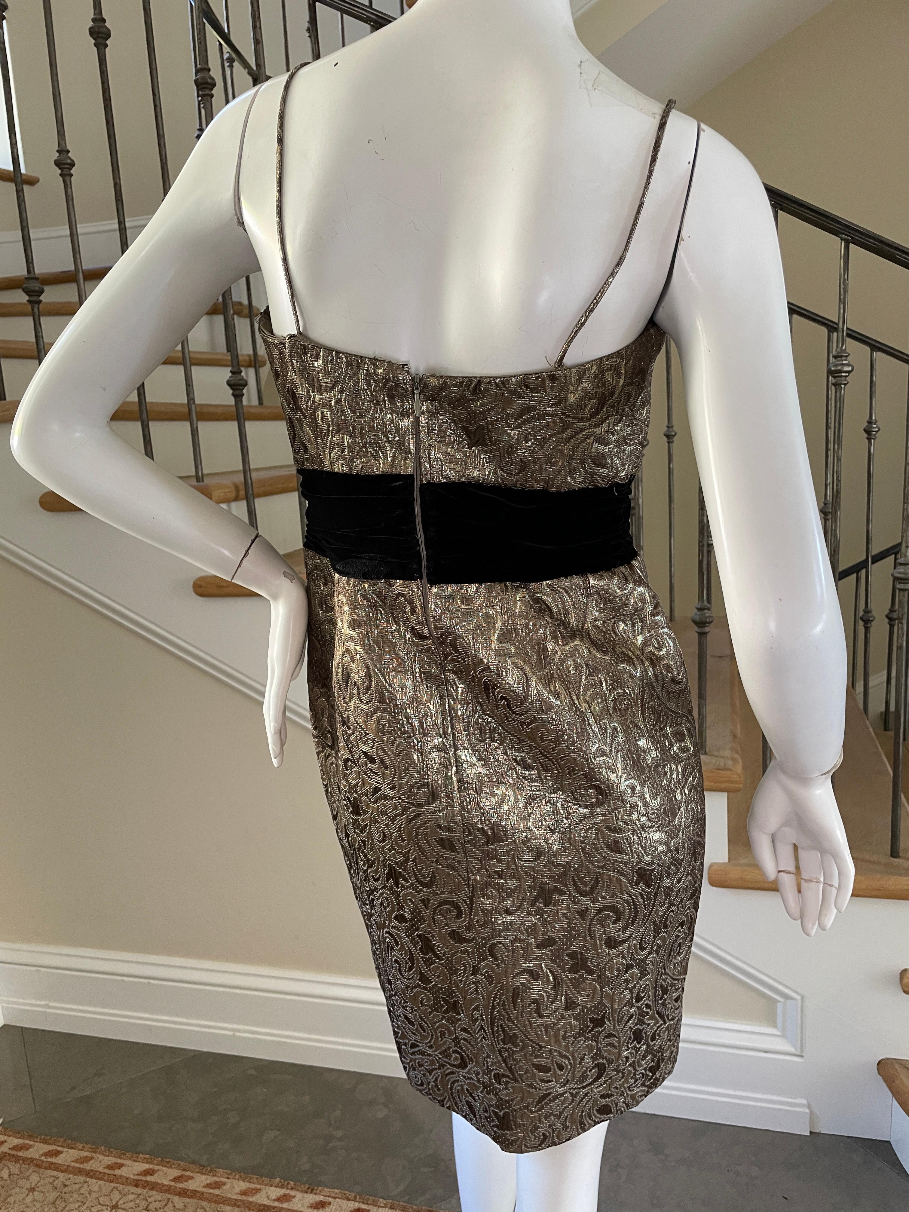 Victor Costa 80's Bronze Brocade Cocktail Dress For Sale 3