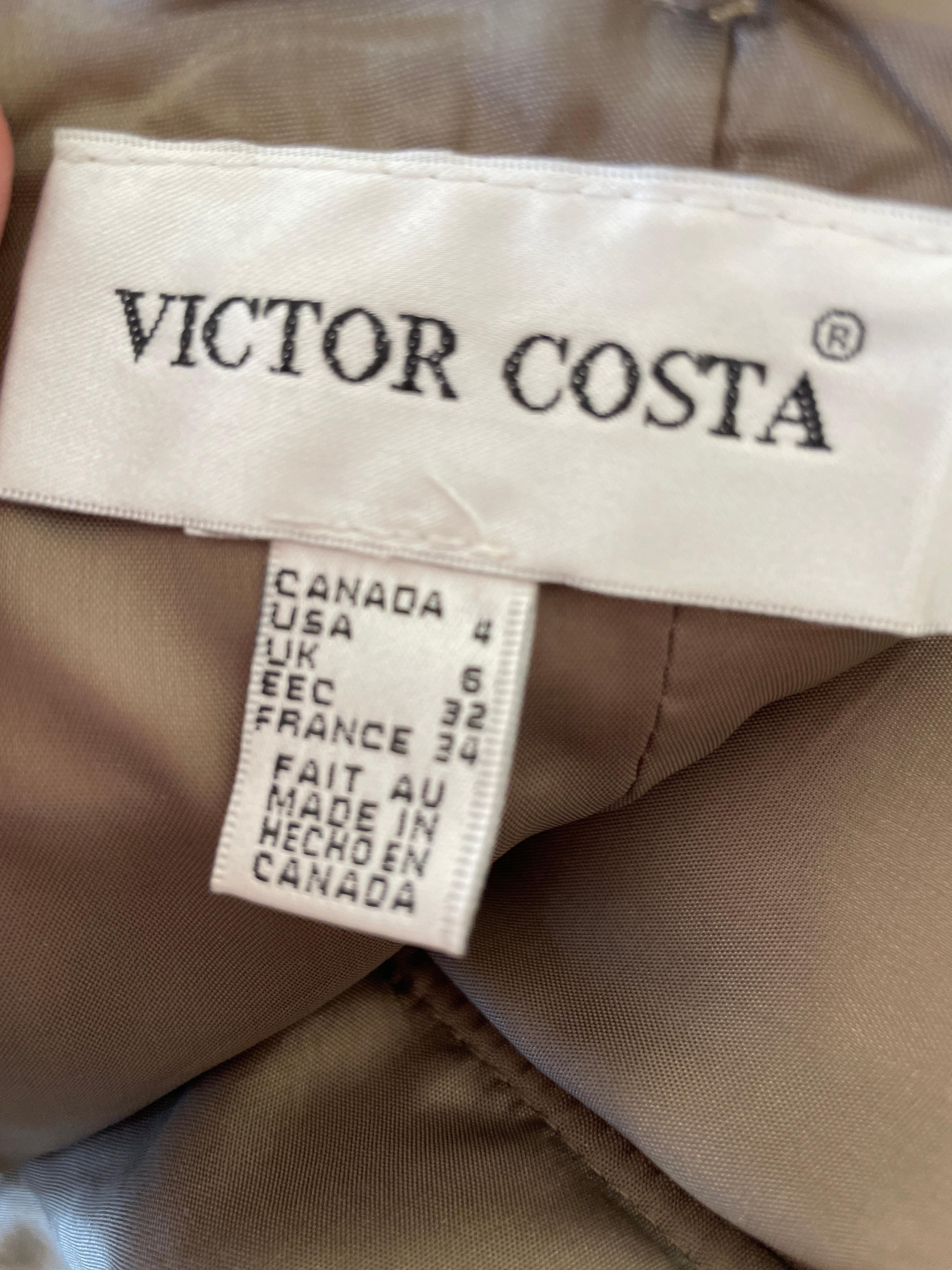 Victor Costa 80's Bronze Brocade Cocktail Dress For Sale 4