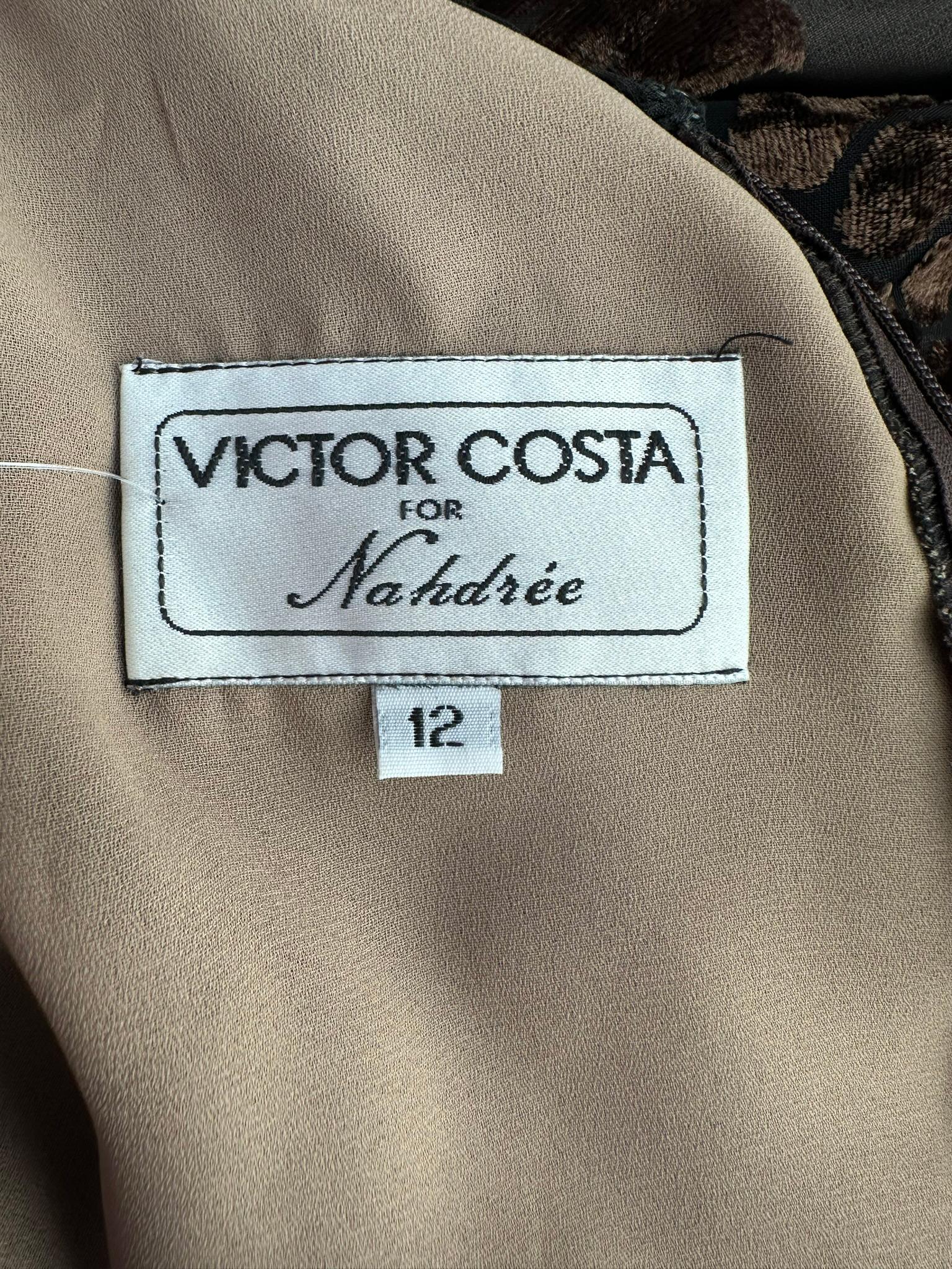 Victor Costa Amber & Brown Cut Velvet W/ Sable Cuffs 1990s 11