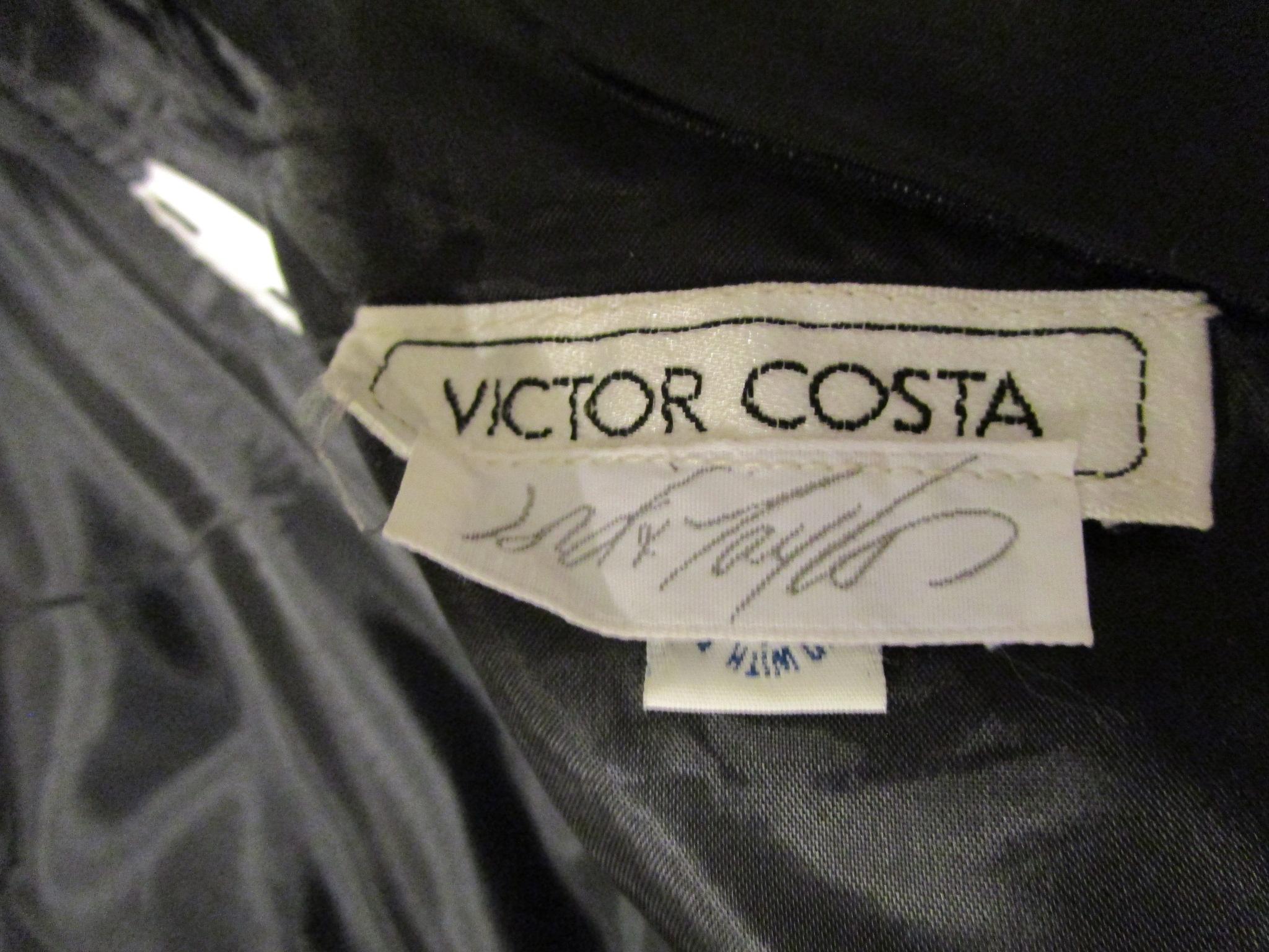 VICTOR COSTA Black Cocktail Dress One Shoulder Lord & Taylor 1980s  6