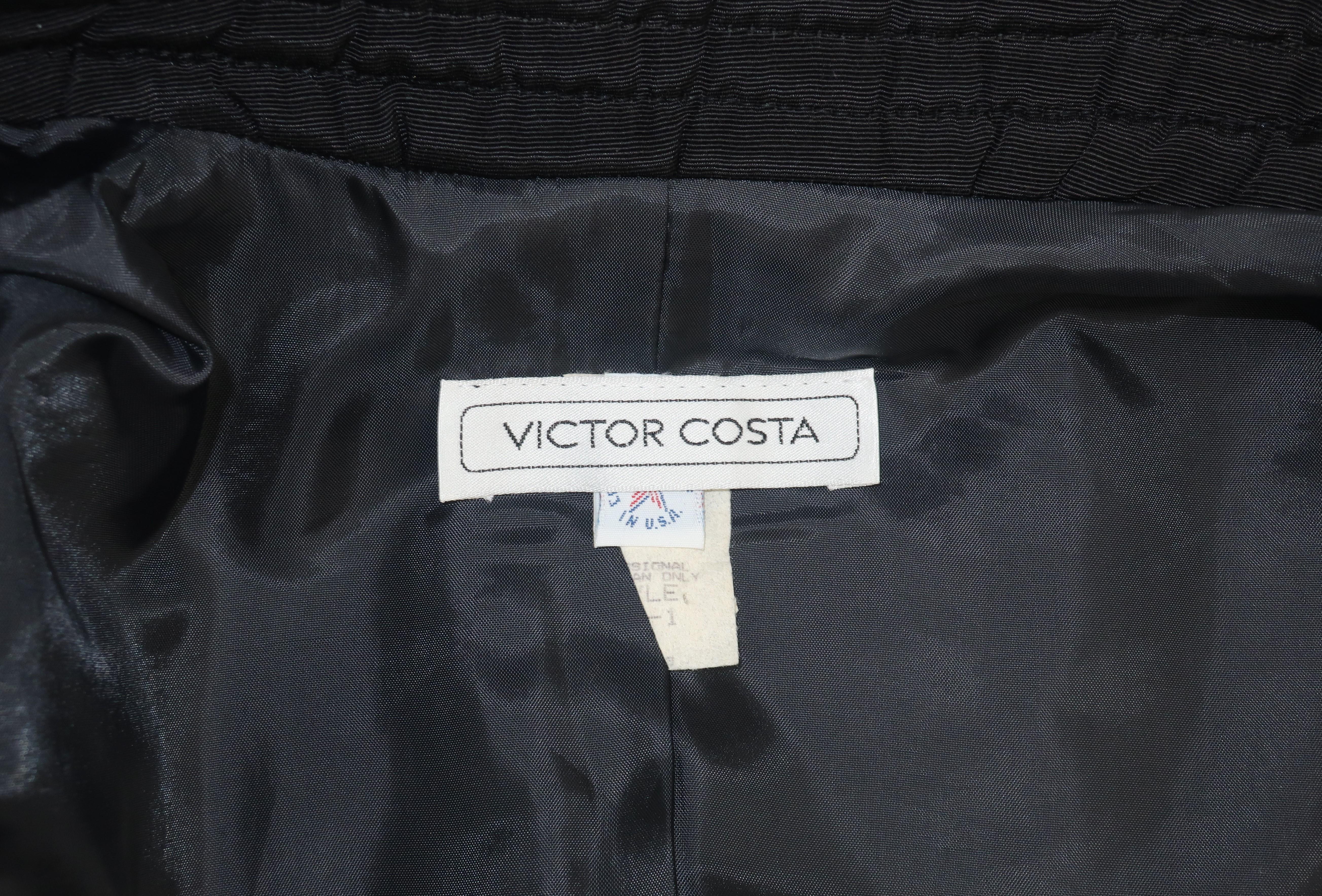 Victor Costa Black Faille Swing Coat, 1980's 8