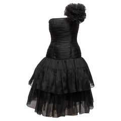 Victor Costa Black Tiered Cocktail Dress