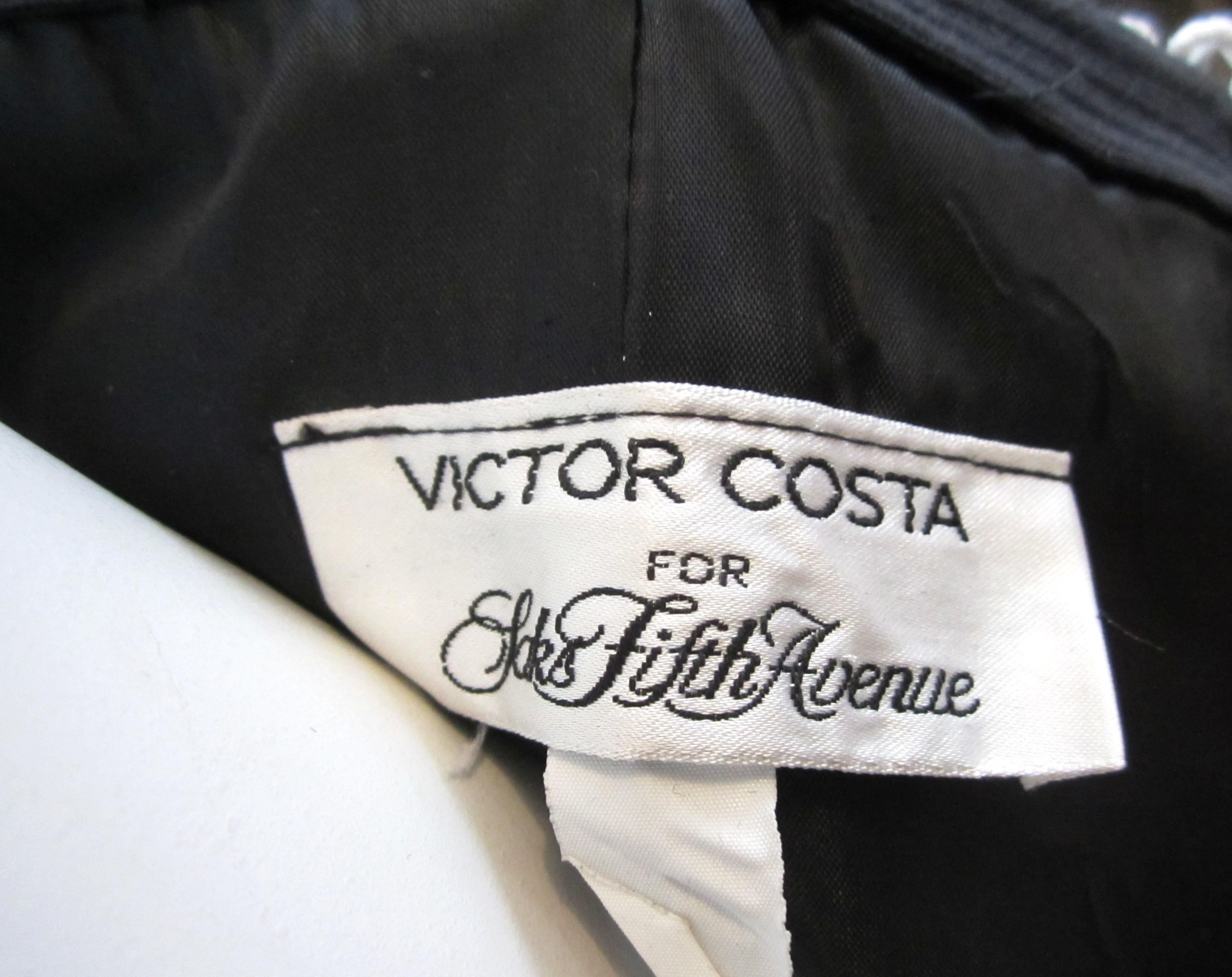  Victor Costa Black & White Strapless Cocktail Dress, 1980s  For Sale 5