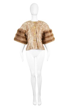 Victor Costa for Neiman Marcus Vintage Brocade Jacket Extravagant Faux Fur Cuffs