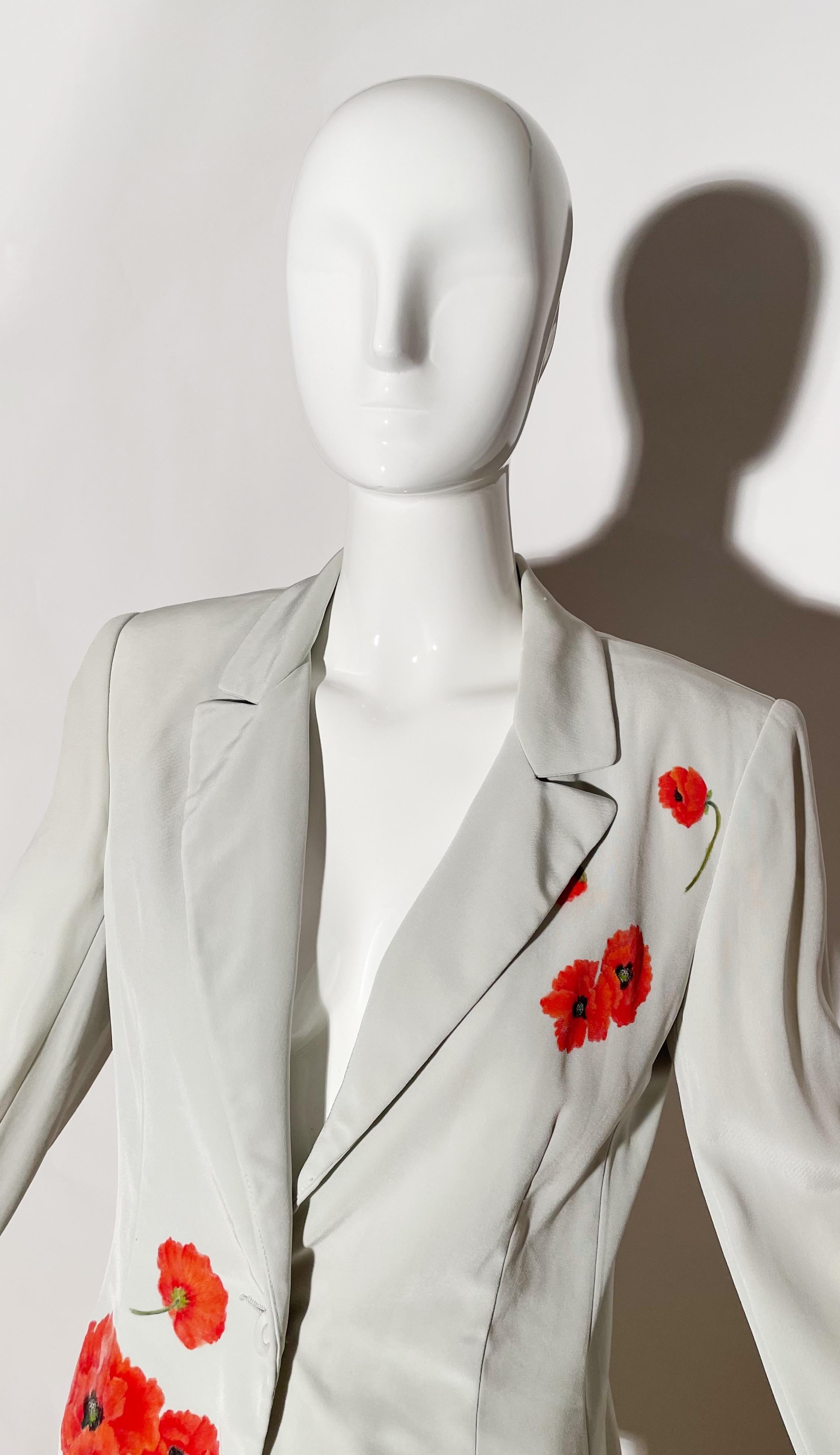 Women's Victor Costa Handpainted Floral Blazer For Sale