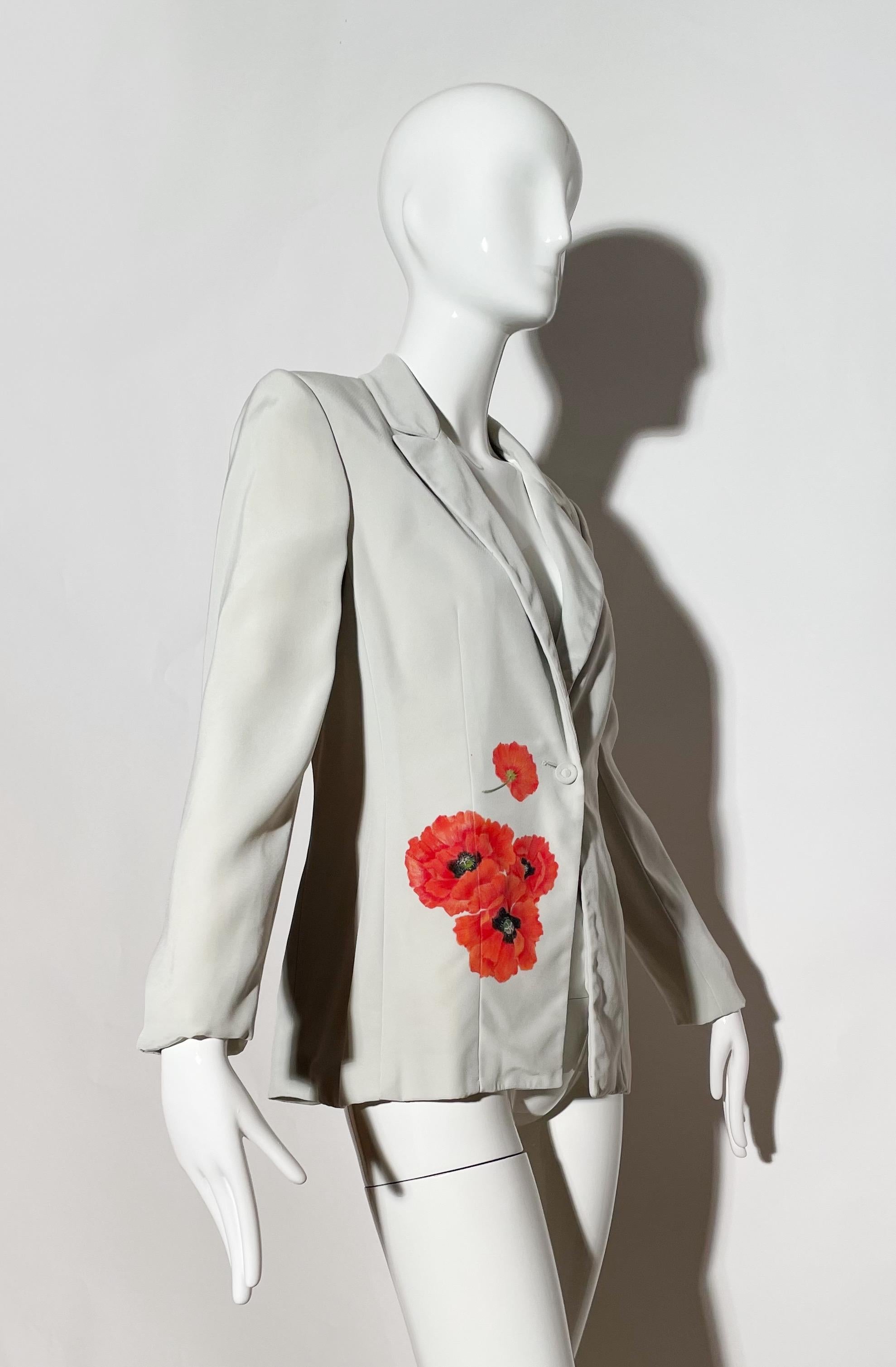 Victor Costa Handpainted Floral Blazer For Sale 1