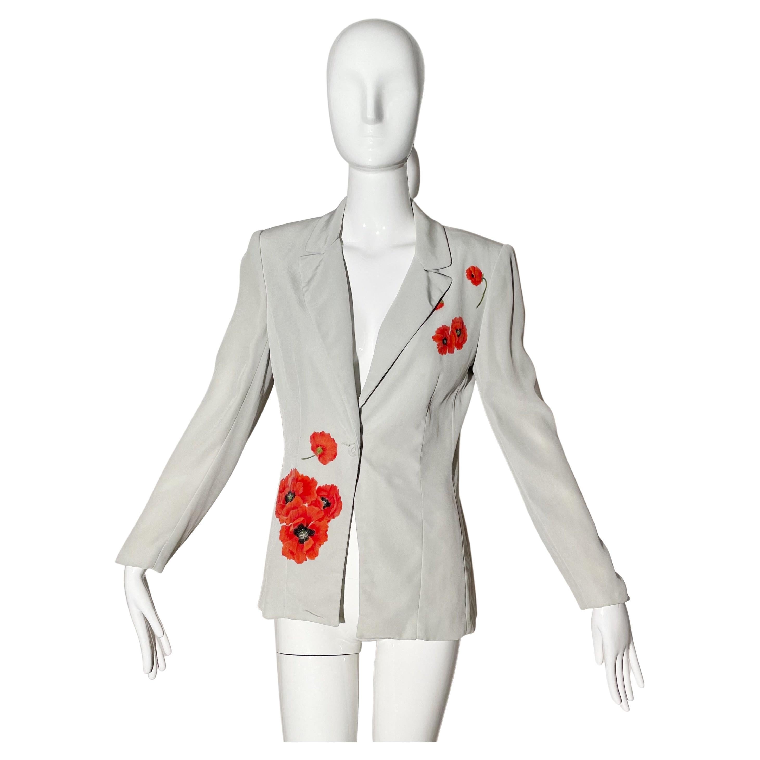 Victor Costa Handpainted Floral Blazer For Sale at 1stDibs